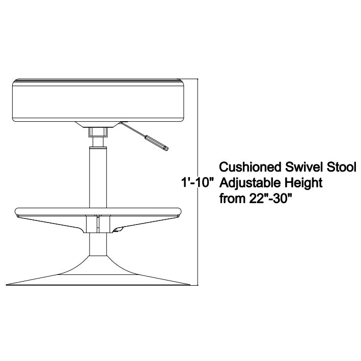 Marco Apex series 22" - 30" H Height Adjustable Cushioned Swivel Stool (L001 - G1) - SchoolOutlet