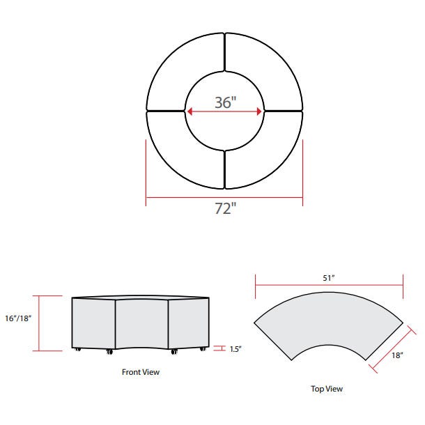 Marco Sonik Soft Seating 36 Degree Curved Bench 51" W x 16" H (LF1250 - G1) - SchoolOutlet