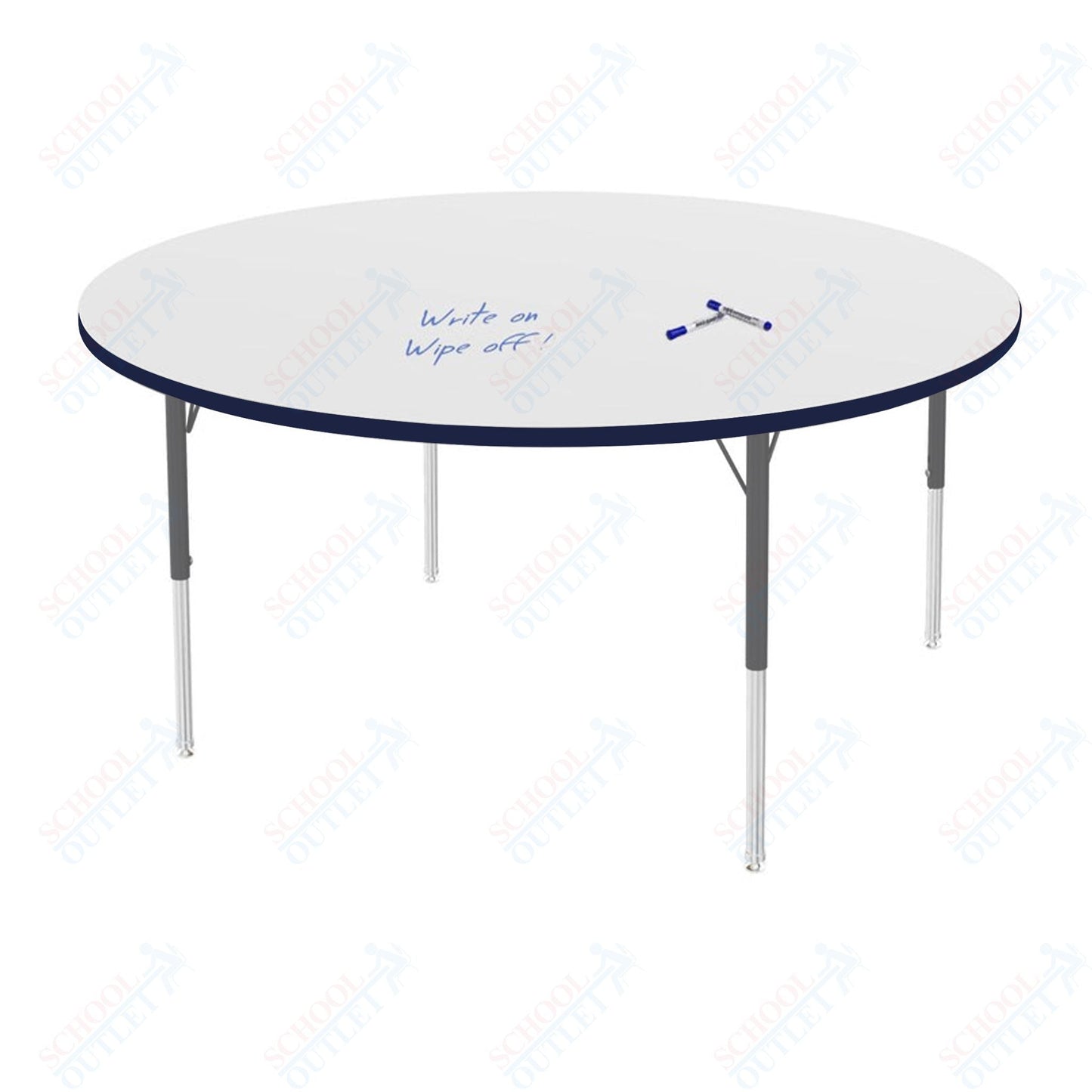 Marco MG2200 Series 60" Round Activity Table w/ Dry Erase Top Adj Height 21" - 30" (MG2207 - DB) - SchoolOutlet