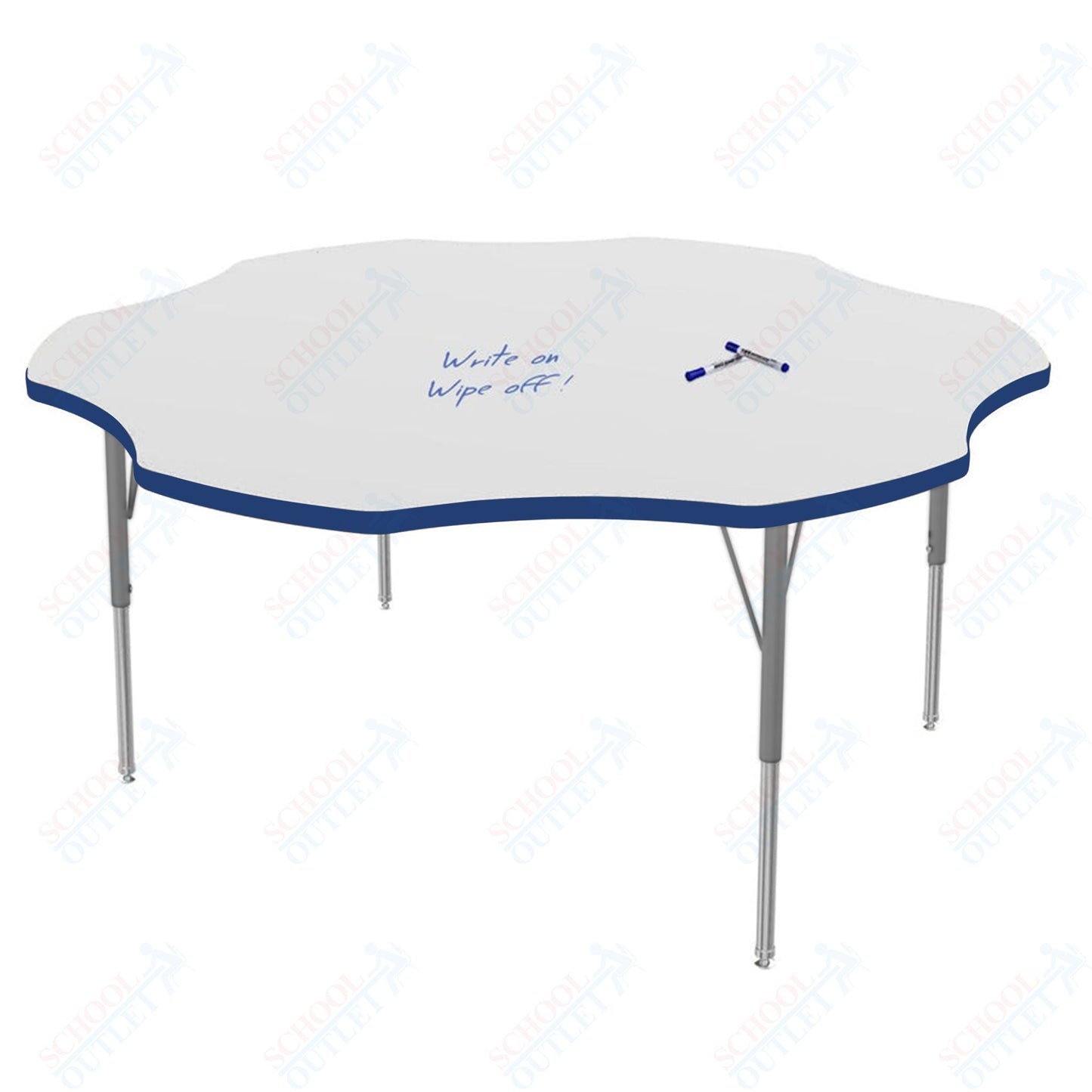 Marco MG2200 Series 60" Flower Preschool Table w/ Dry Erase Top Adj Height 16" - 24" (MG2208 - DA) - SchoolOutlet