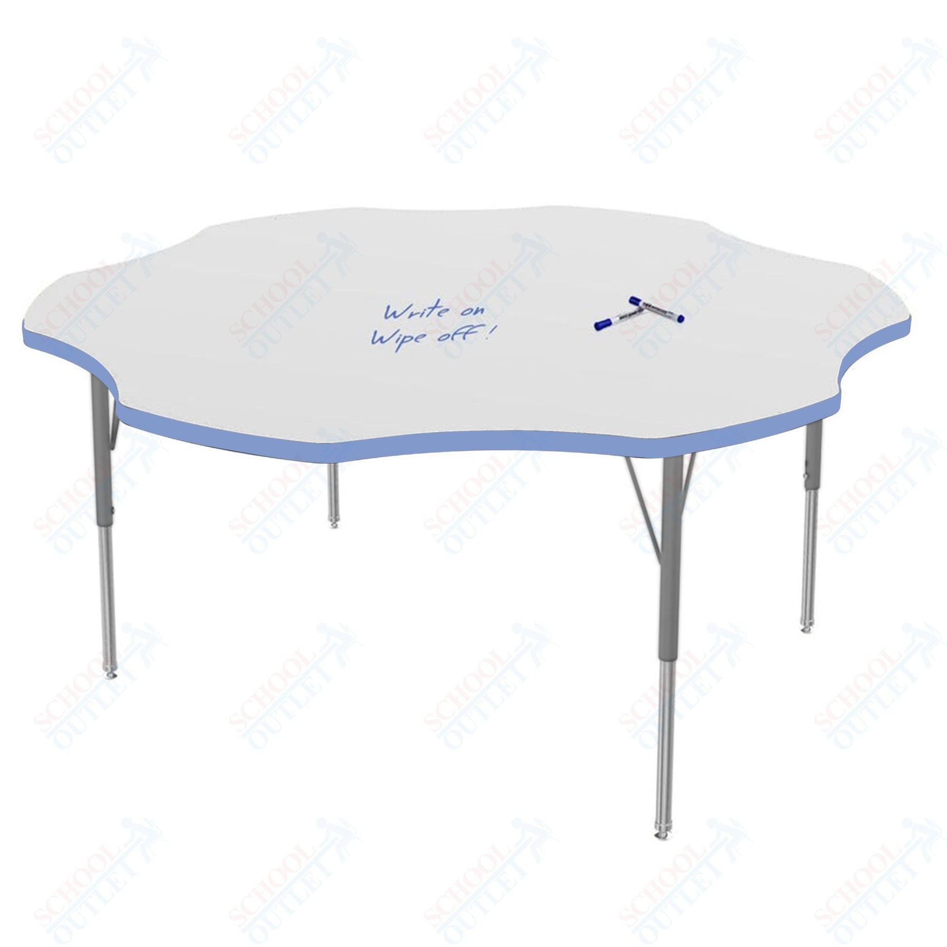 Marco MG2200 Series 60" Flower Preschool Table w/ Dry Erase Top Adj Height 16" - 24" (MG2208 - DA) - SchoolOutlet