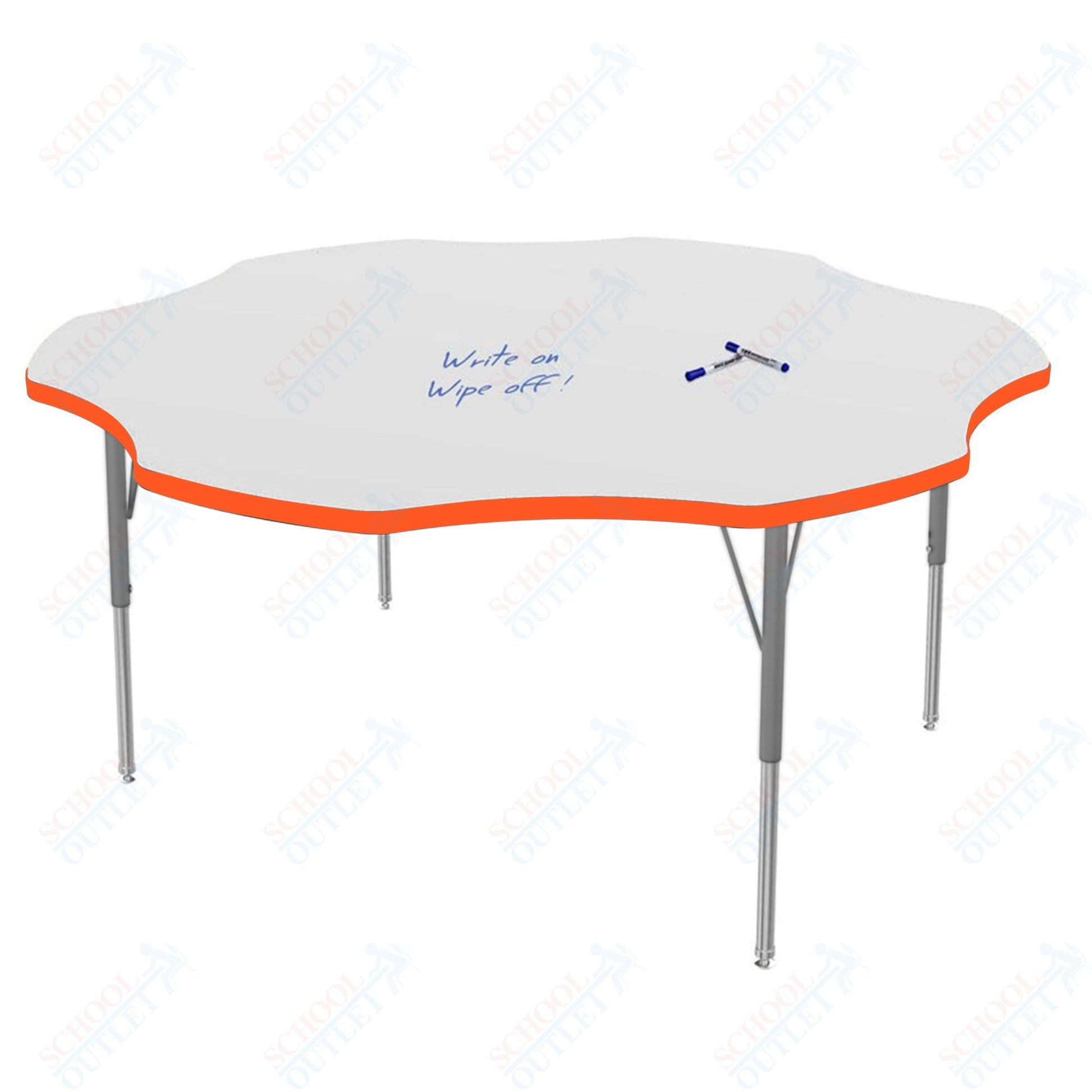 Marco MG2200 Series 60" Flower Preschool Table w/ Dry Erase Top Adj Height 16" - 24" (MG2208 - DA) - SchoolOutlet