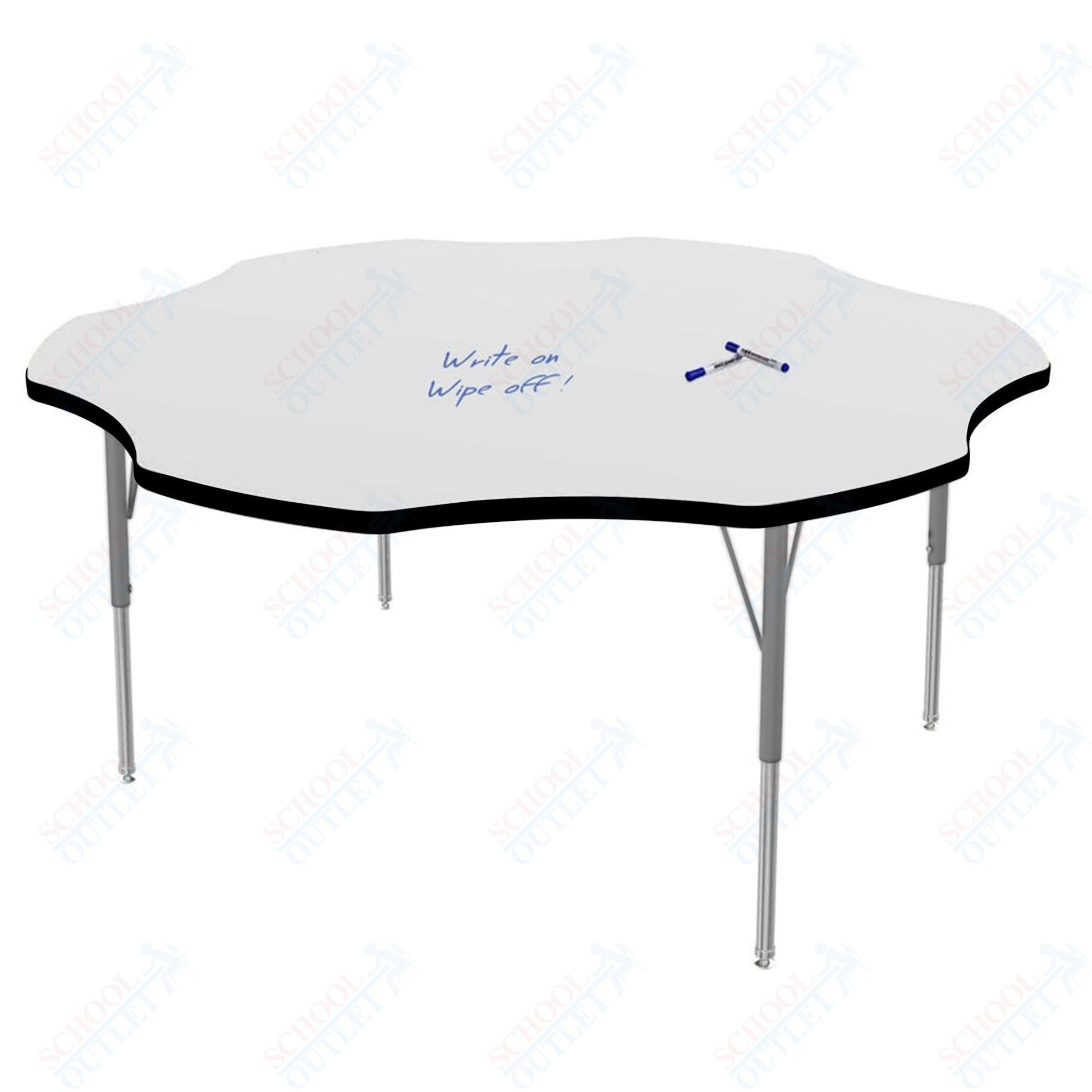 Marco MG2200 Series 60" Flower Activity Table w/ Dry Erase Top Adj Height 21" - 30" (MG2208 - DB) - SchoolOutlet