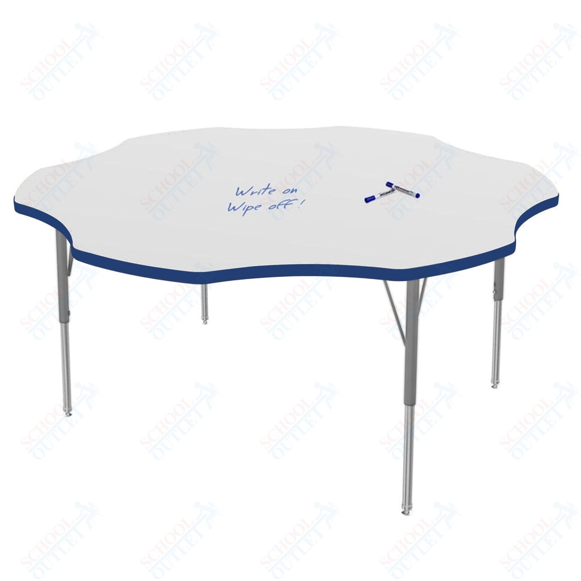 Marco MG2200 Series 60" Flower Activity Table w/ Dry Erase Top Adj Height 21" - 30" (MG2208 - DB) - SchoolOutlet