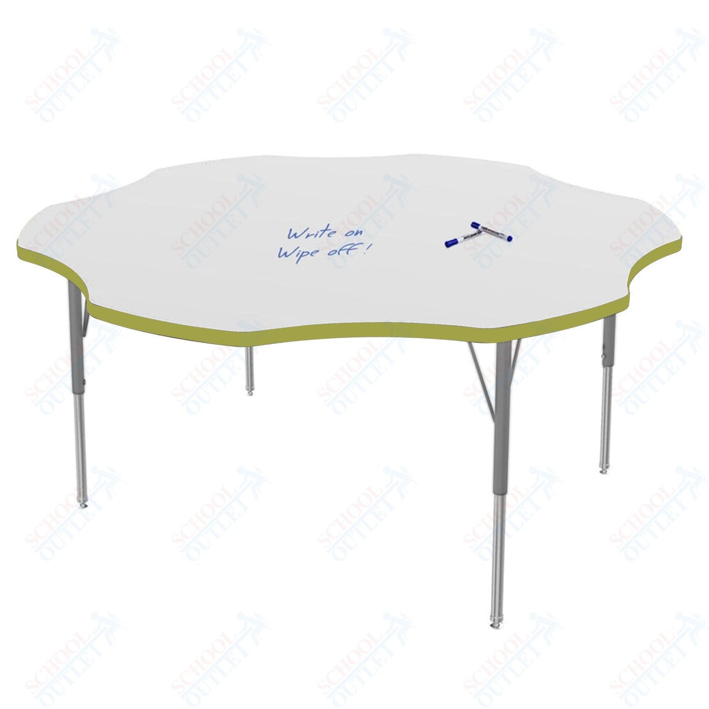 Marco MG2200 Series 60" Flower Activity Table w/ Dry Erase Top Adj Height 21" - 30" (MG2208 - DB) - SchoolOutlet