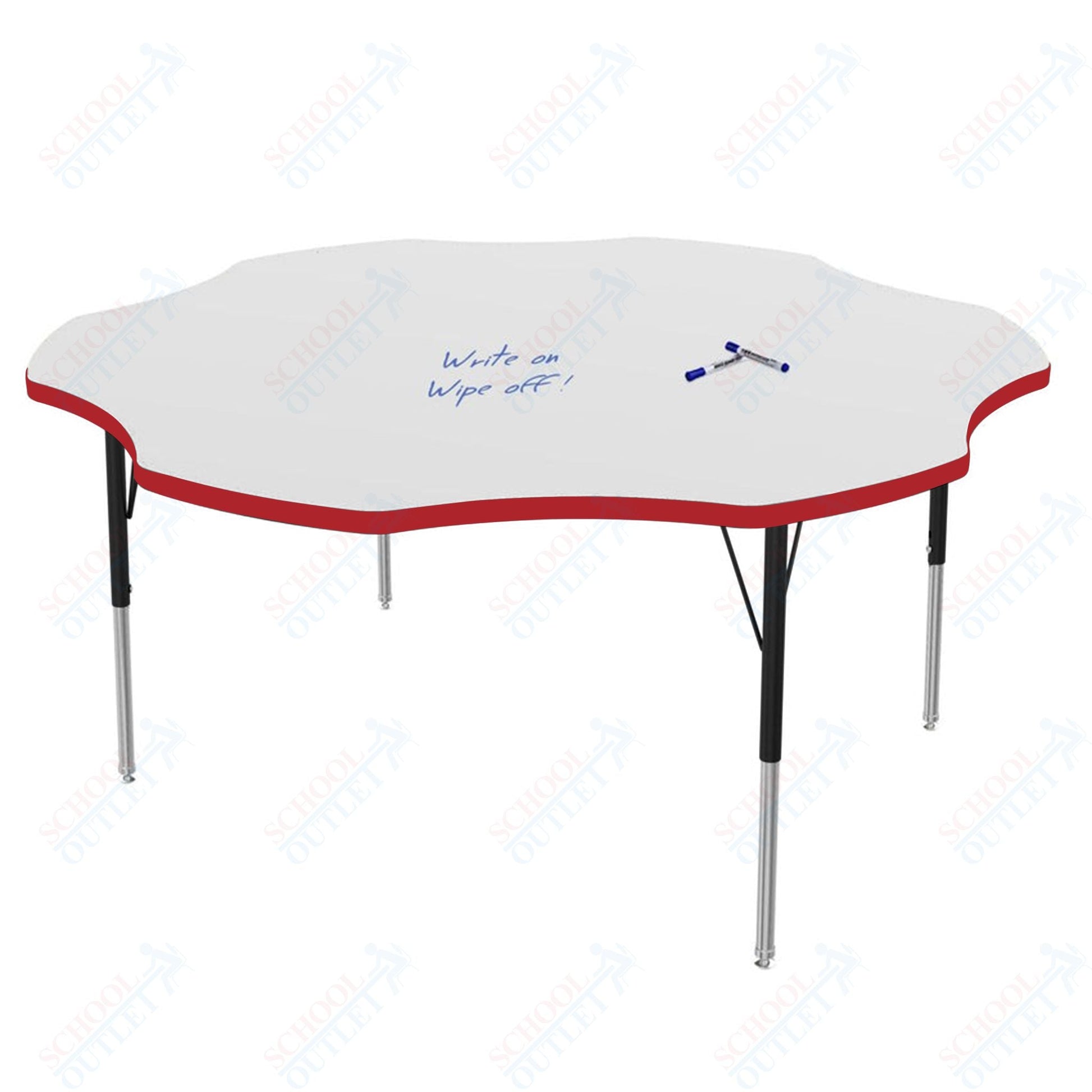 Marco MG2200 Series 60" Flower Activity Table w/ Dry Erase Top Adj Height 21" - 30" (MG2208 - DB) - SchoolOutlet