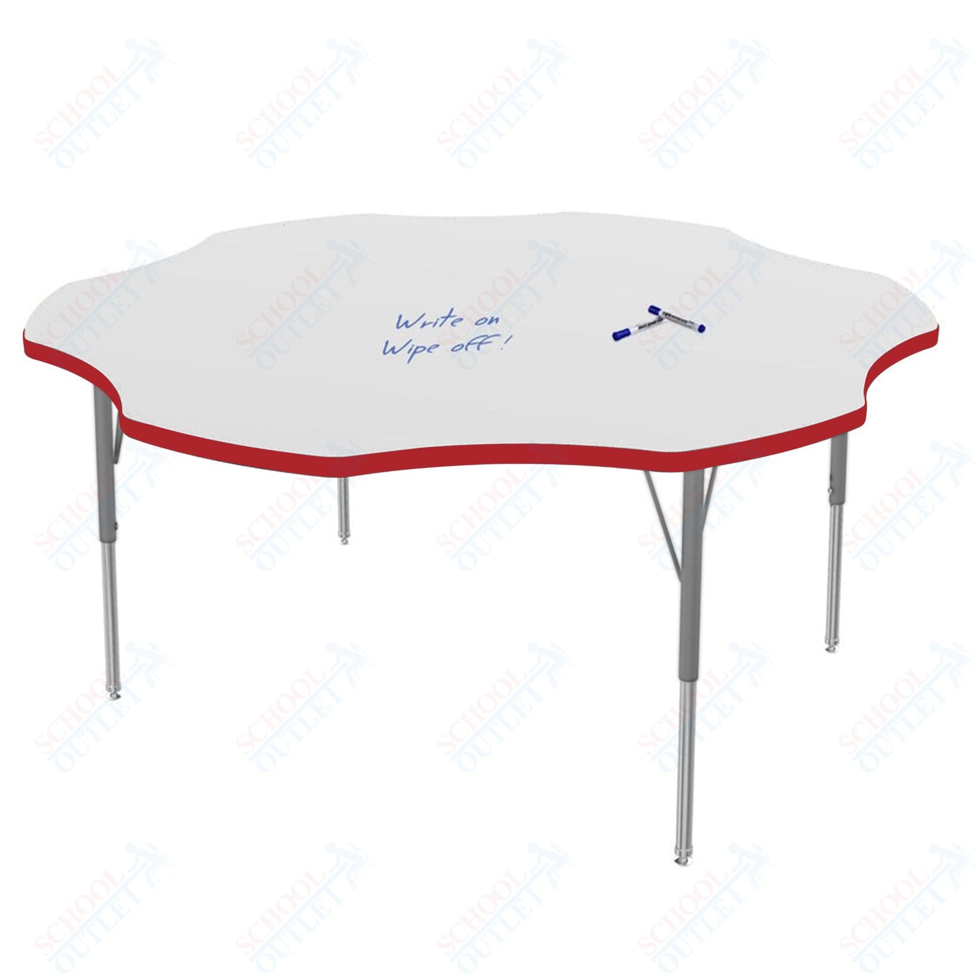 Marco MG2200 Series 60" Flower Activity Table w/ Dry Erase Top Adj Height 21" - 30" (MG2208 - DB) - SchoolOutlet