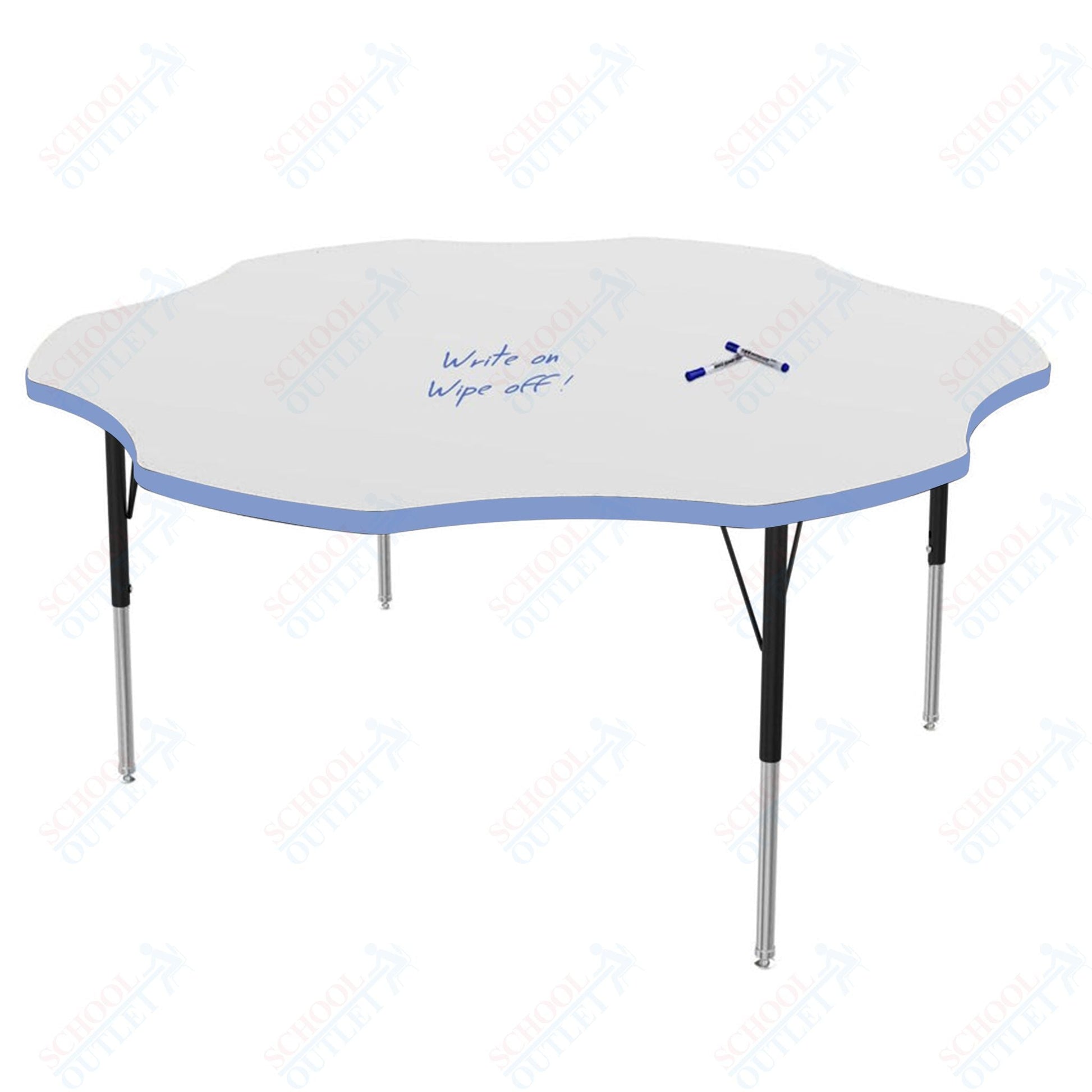 Marco MG2200 Series 60" Flower Activity Table w/ Dry Erase Top Adj Height 21" - 30" (MG2208 - DB) - SchoolOutlet