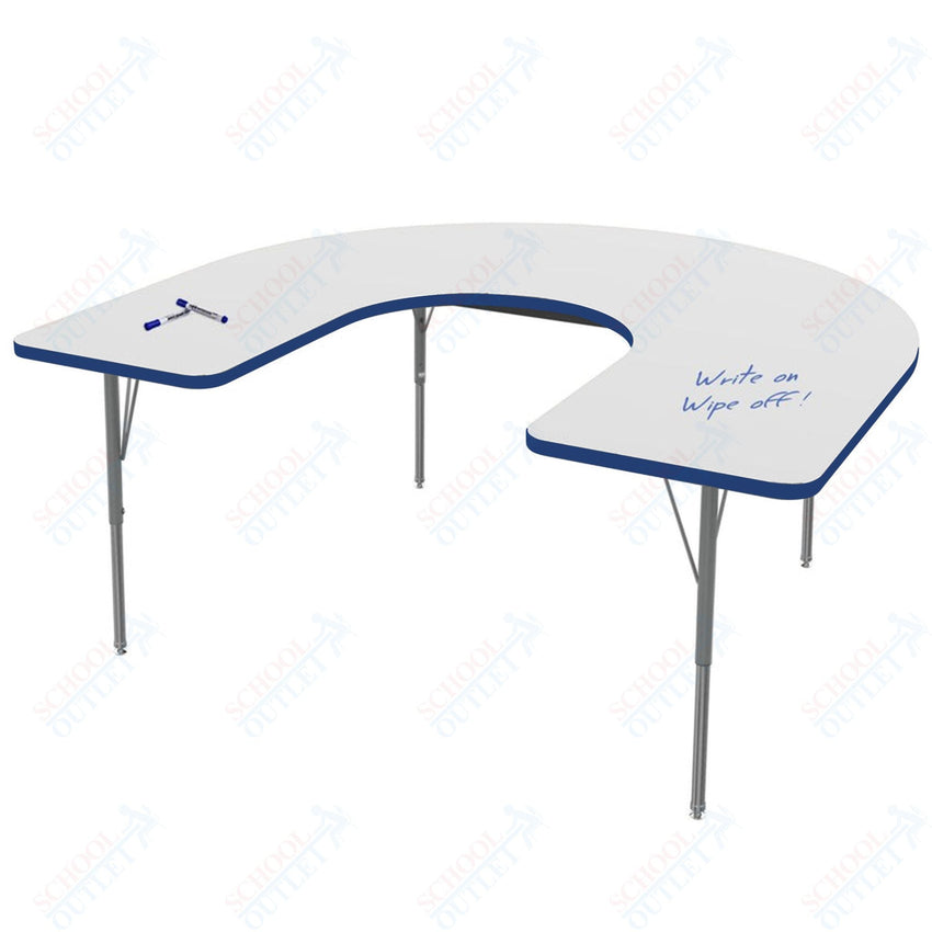 Marco MG2200 Series Horseshoe Activity Table w/ Dry Erase Top 48" x 72" Adj Height 21" - 30" (MG2227 - DB) - SchoolOutlet