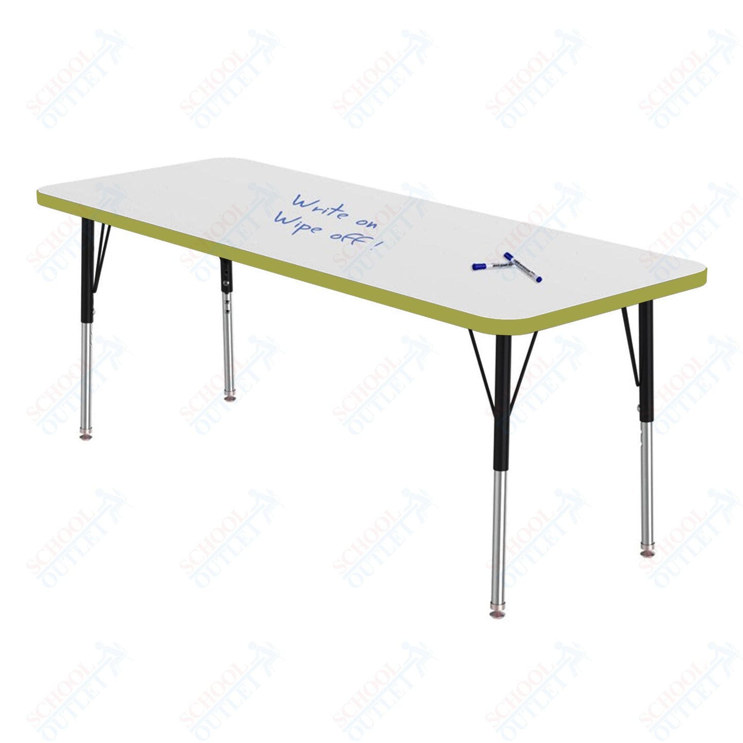 Marco MG2200 Series Rectangle Preschool Table w/ Dry Erase Top 24" x 60" Adj Height 16" - 24" (MG2228 - DA) - SchoolOutlet