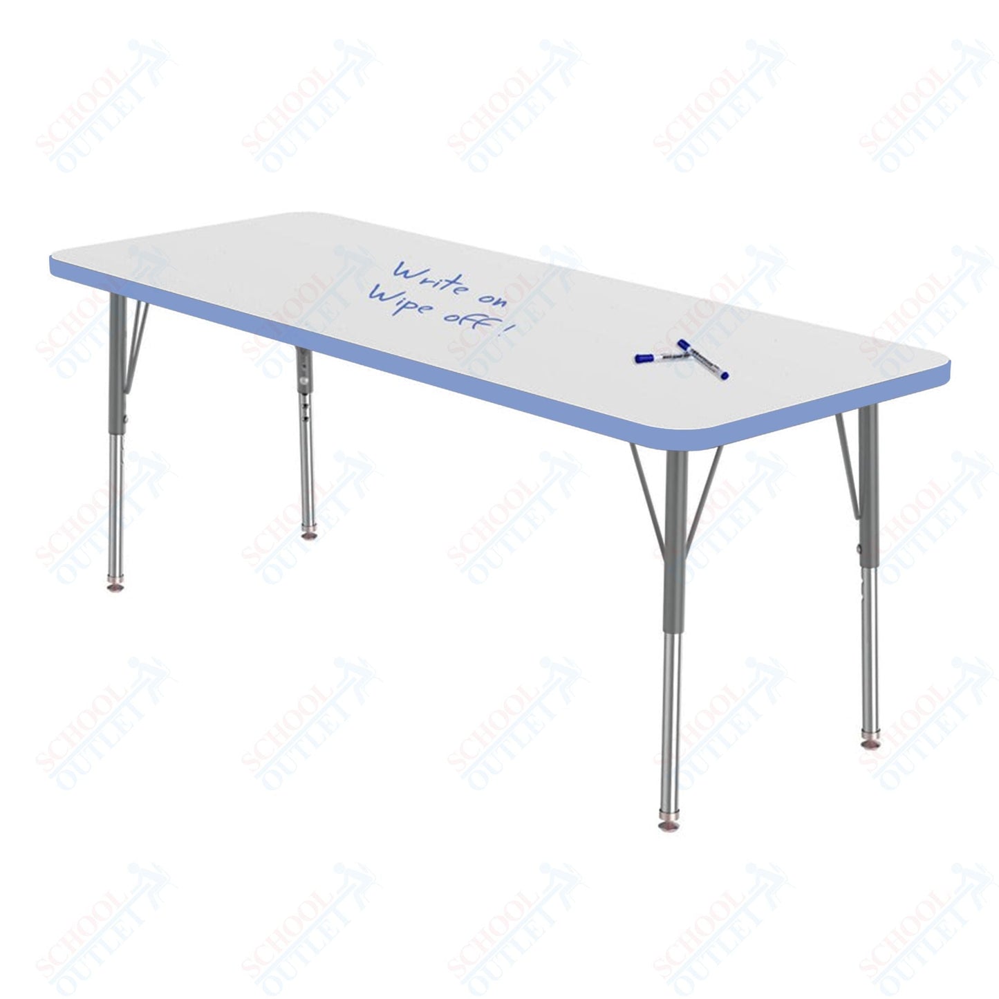 Marco MG2200 Series Rectangle Preschool Table w/ Dry Erase Top 24" x 60" Adj Height 16" - 24" (MG2228 - DA) - SchoolOutlet