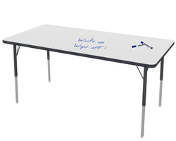 Marco MG2200 Series Rectangle Preschool Table w/ Dry Erase Top 30" x 60" Adj Height 16"-24" (MG2237-DA)