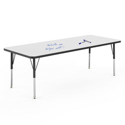 Marco MG2200 Series Rectangle Preschool Table w/ Dry Erase Top 30" x 72" Adj Height 16"-24" (MG2238-DA)