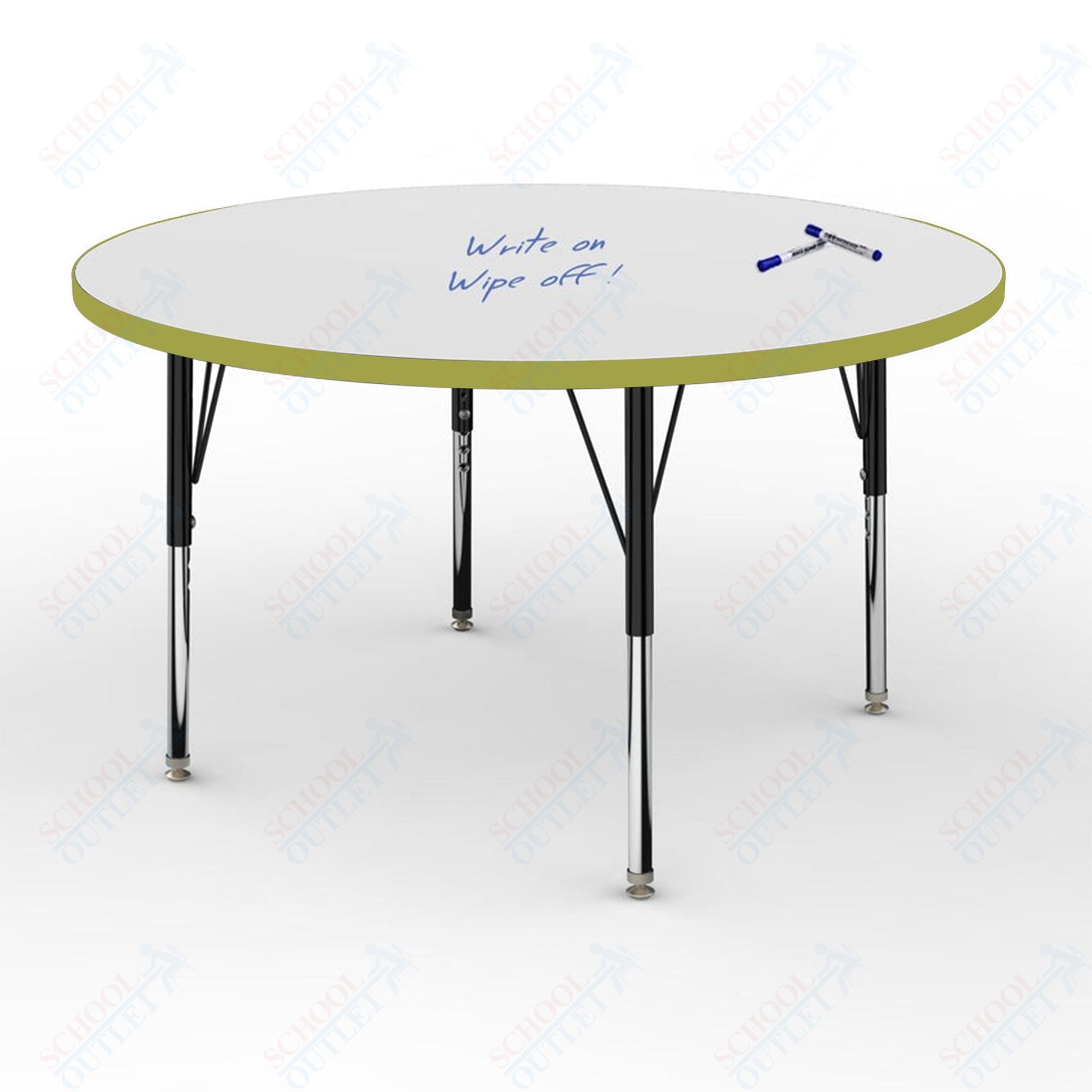 Marco MG2200 Series 42" Round Preschool Table w/ Dry Erase Top Adj Height 16" - 24" (MG2245 - DA) - SchoolOutlet