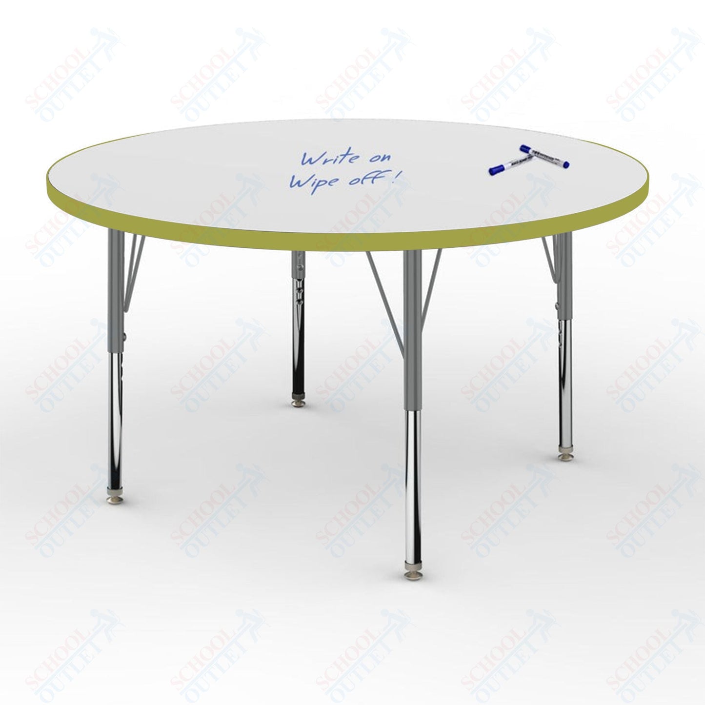 Marco MG2200 Series 42" Round Preschool Table w/ Dry Erase Top Adj Height 16" - 24" (MG2245 - DA) - SchoolOutlet