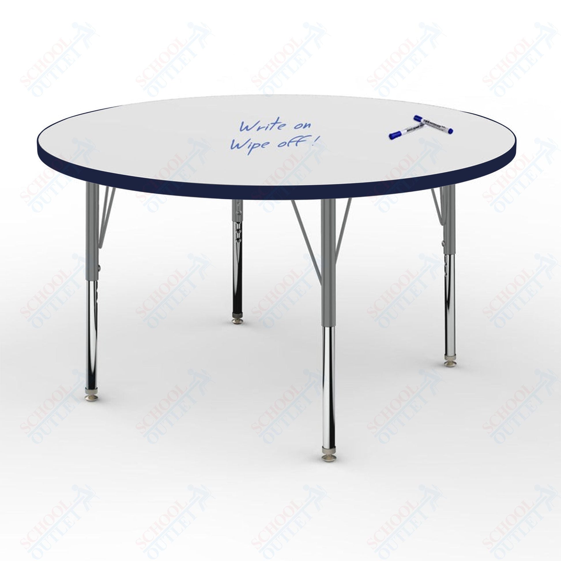 Marco MG2200 Series 42" Round Activity Table w/ Dry Erase Top Adj Height 21" - 30" (MG2245 - DB) - SchoolOutlet