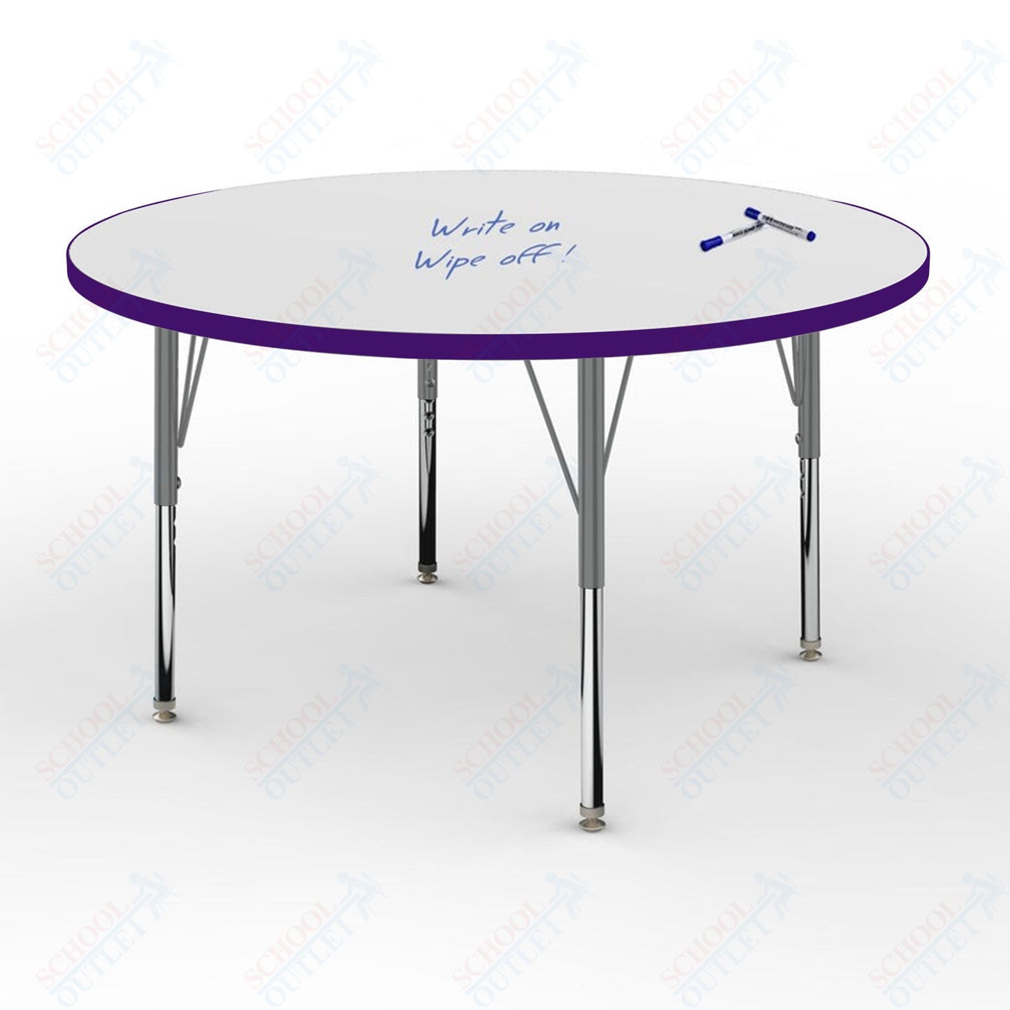 Marco MG2200 Series 42" Round Activity Table w/ Dry Erase Top Adj Height 21" - 30" (MG2245 - DB) - SchoolOutlet