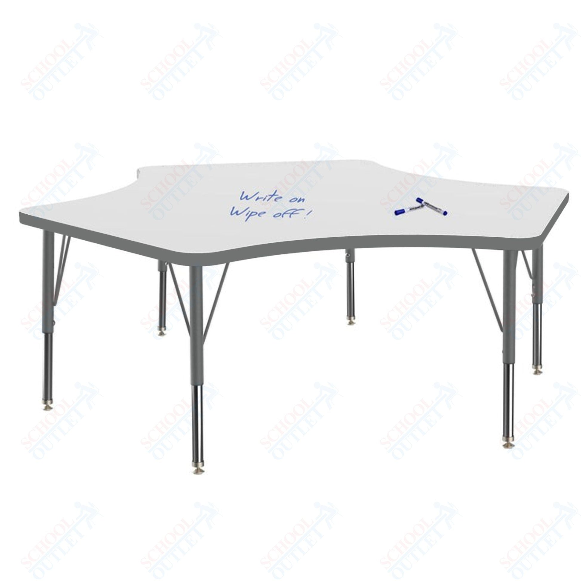 Marco MG2200 Series Delta Preschool Table w/ Dry Erase Top 60" x 60" Adj Height 16" - 24" (MG2251 - DA) - SchoolOutlet