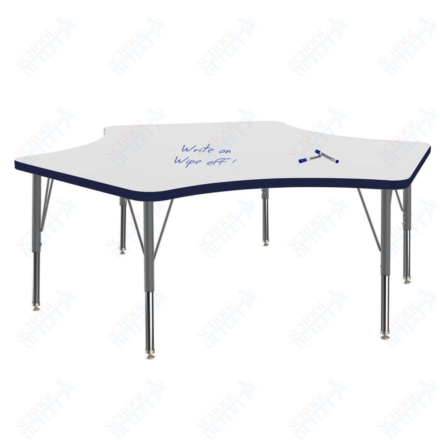 Marco MG2200 Series Delta Preschool Table w/ Dry Erase Top 60" x 60" Adj Height 16" - 24" (MG2251 - DA) - SchoolOutlet