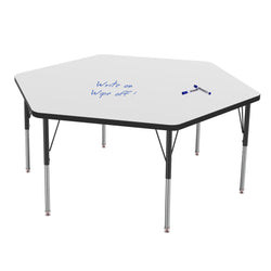 Marco MG2200 Series Hexagon Preschool Table w/ Dry Erase Top 54.5" x 48" Adj Height 16"-24" (MG2254-DA)