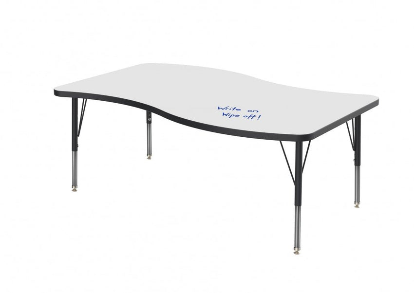 Marco MG2200 Series Wave Preschool Table w/ Dry Erase Top 30" x 54" Adj Height 16" - 24" (MG2258 - DA) - SchoolOutlet