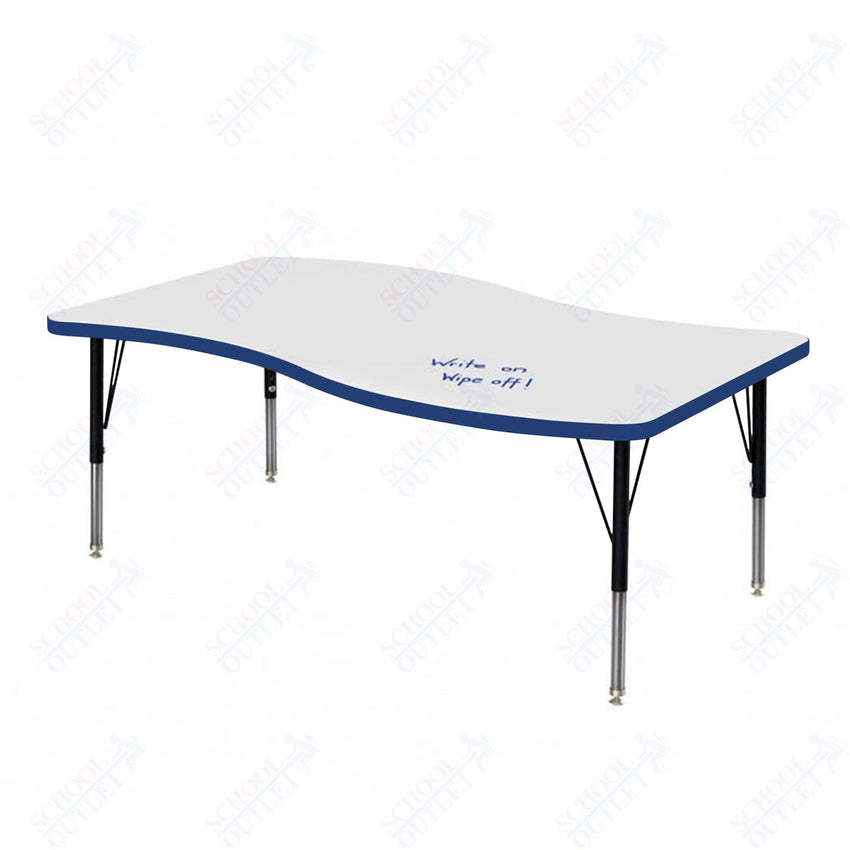 Marco MG2200 Series Wave Preschool Table w/ Dry Erase Top 30" x 54" Adj Height 16" - 24" (MG2258 - DA) - SchoolOutlet