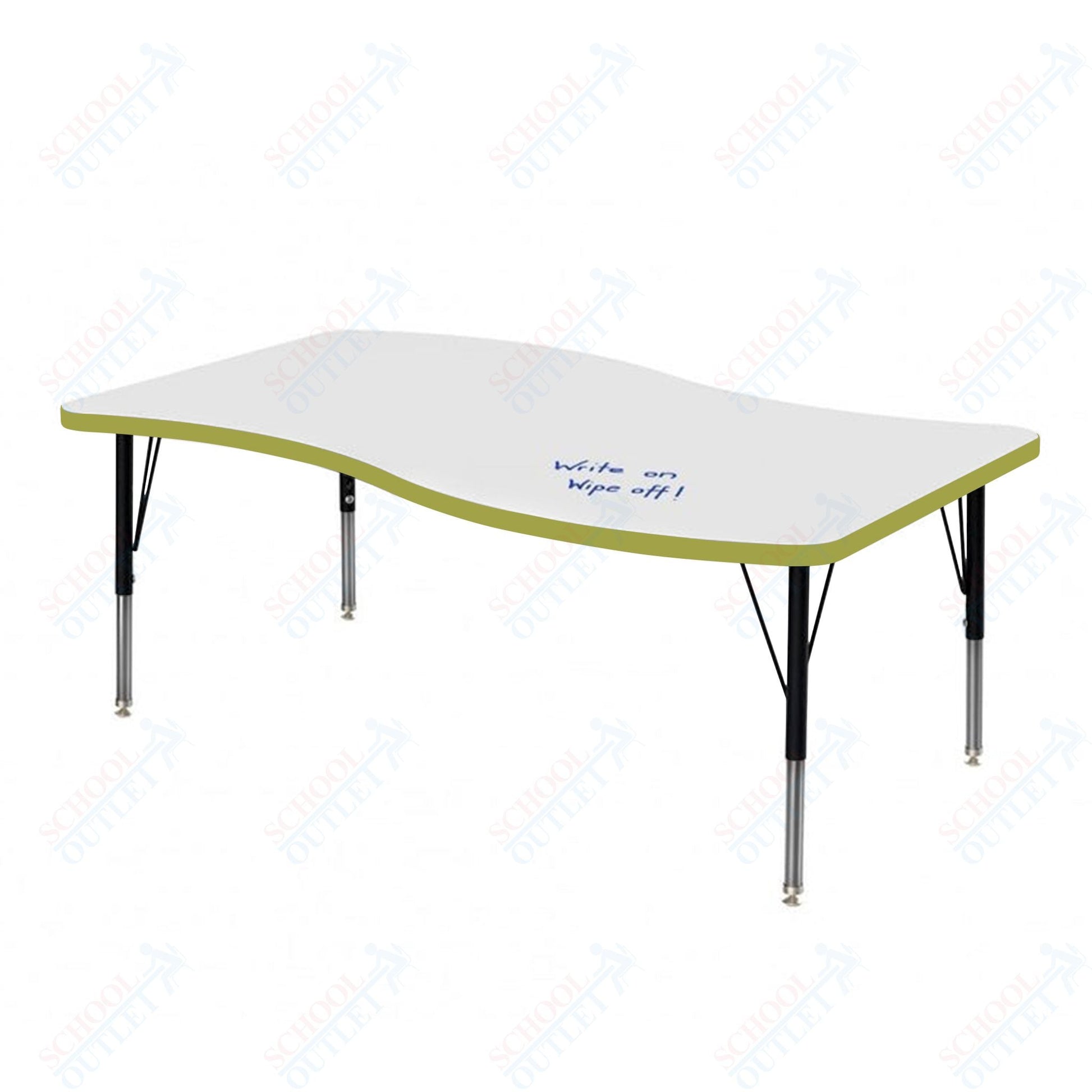 Marco MG2200 Series Wave Preschool Table w/ Dry Erase Top 30" x 54" Adj Height 16" - 24" (MG2258 - DA) - SchoolOutlet