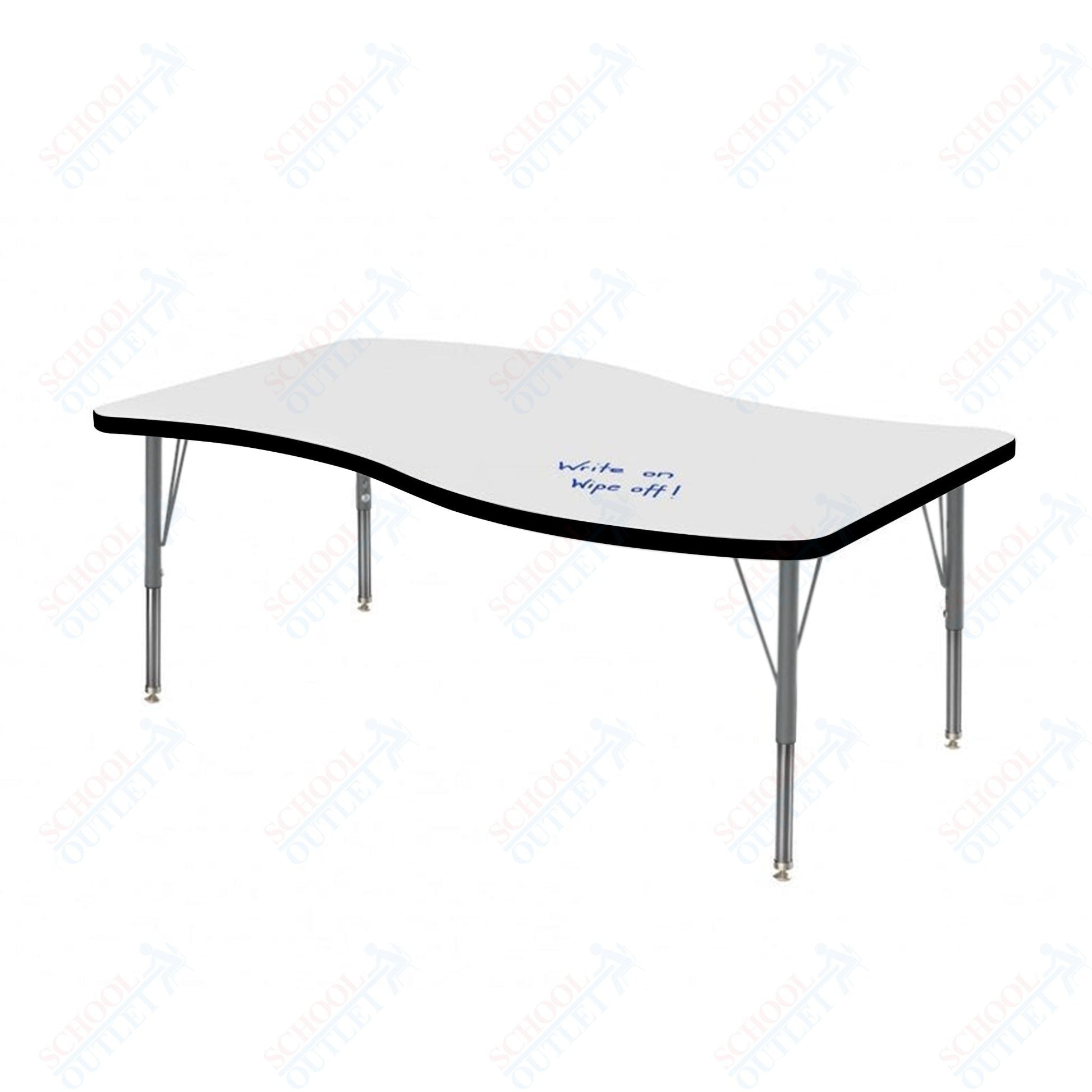 Marco MG2200 Series Wave Activity Table w/ Dry Erase Top 30" x 54" Adj Height 21" - 30" (MG2258 - DB) - SchoolOutlet