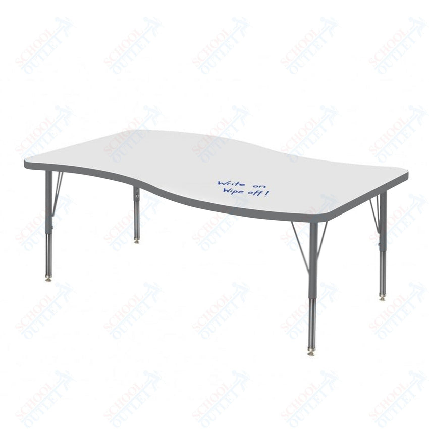 Marco MG2200 Series Wave Preschool Table w/ Dry Erase Top 30" x 60" Adj Height 16" - 24" (MG2259 - DA) - SchoolOutlet