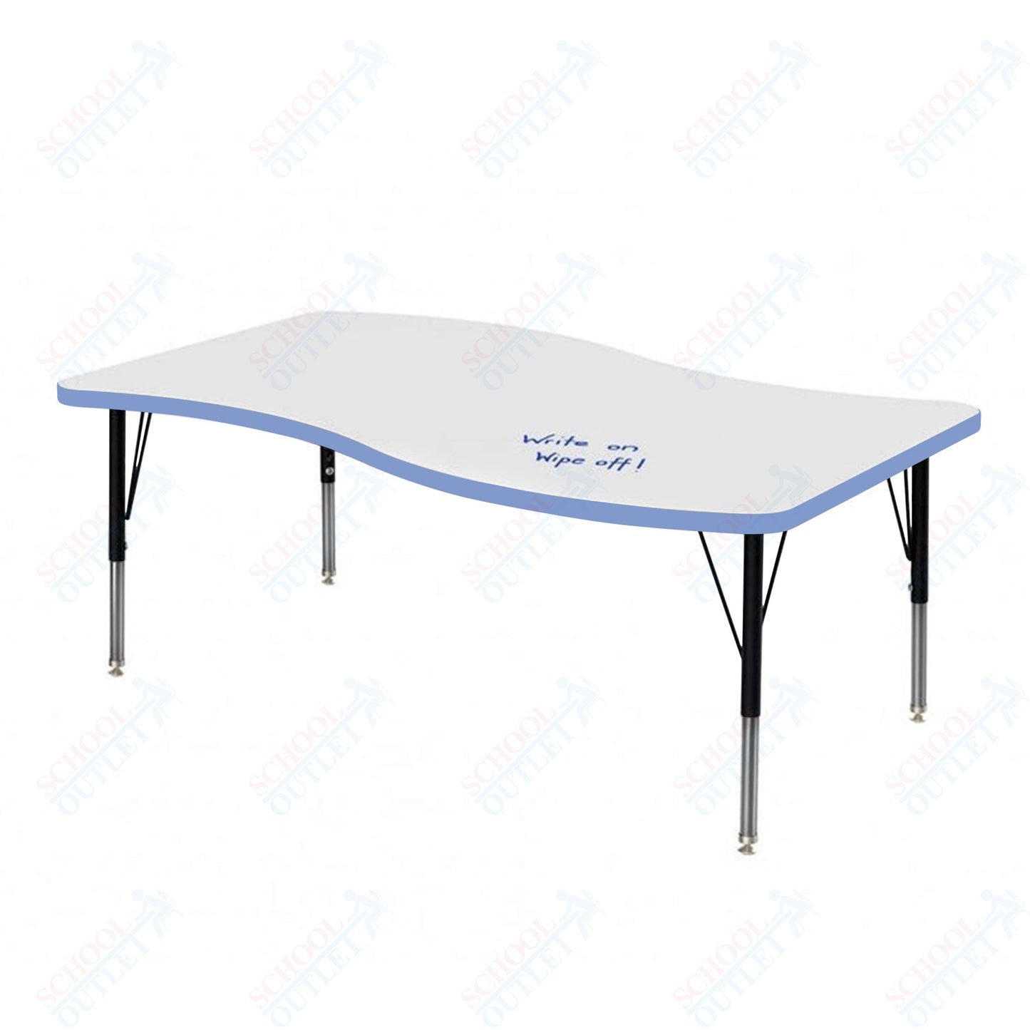 Marco MG2200 Series Wave Preschool Table w/ Dry Erase Top 30" x 60" Adj Height 16" - 24" (MG2259 - DA) - SchoolOutlet