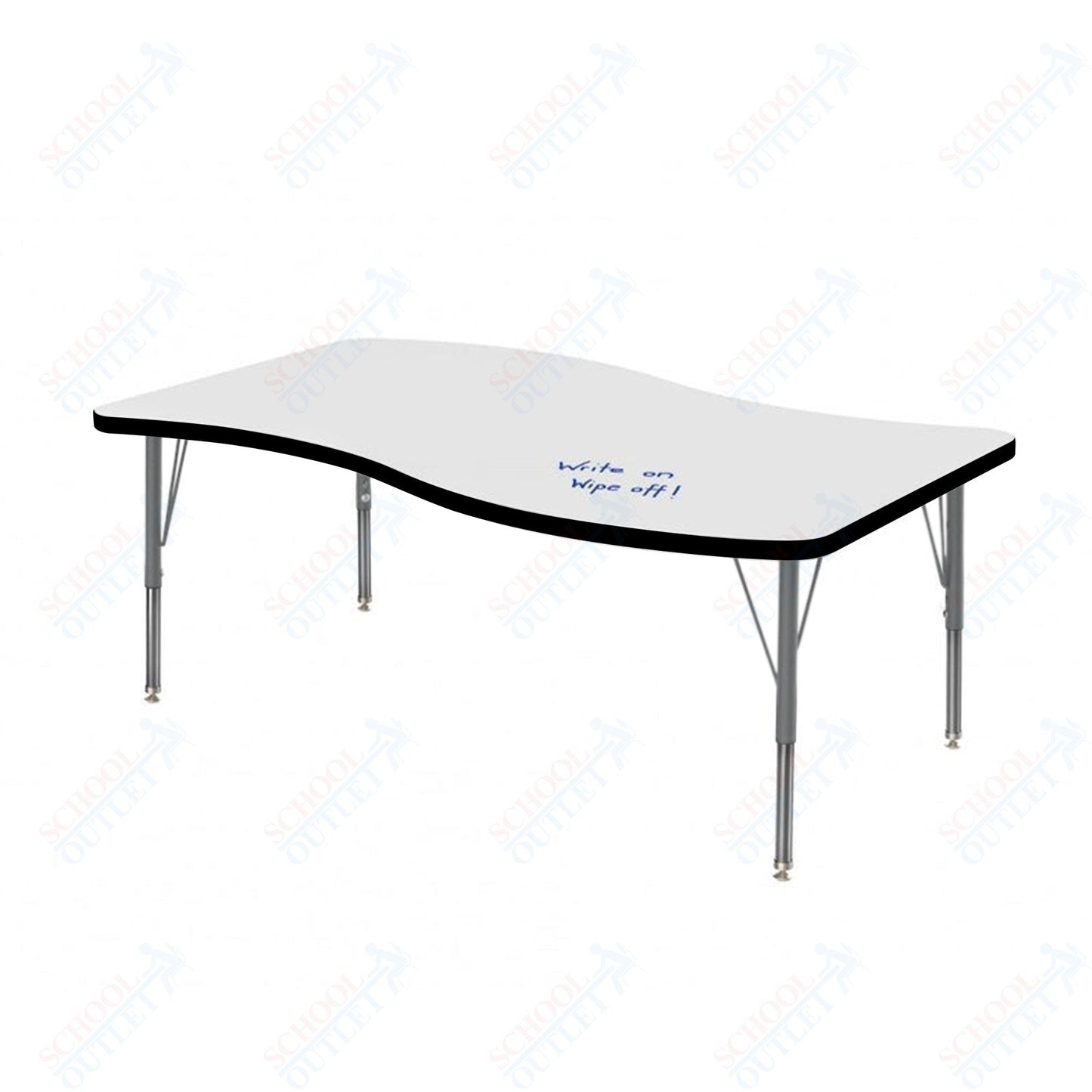 Marco MG2200 Series Wave Activity Table w/ Dry Erase Top 30" x 60" Adj Height 21" - 30" (MG2259 - DB) - SchoolOutlet