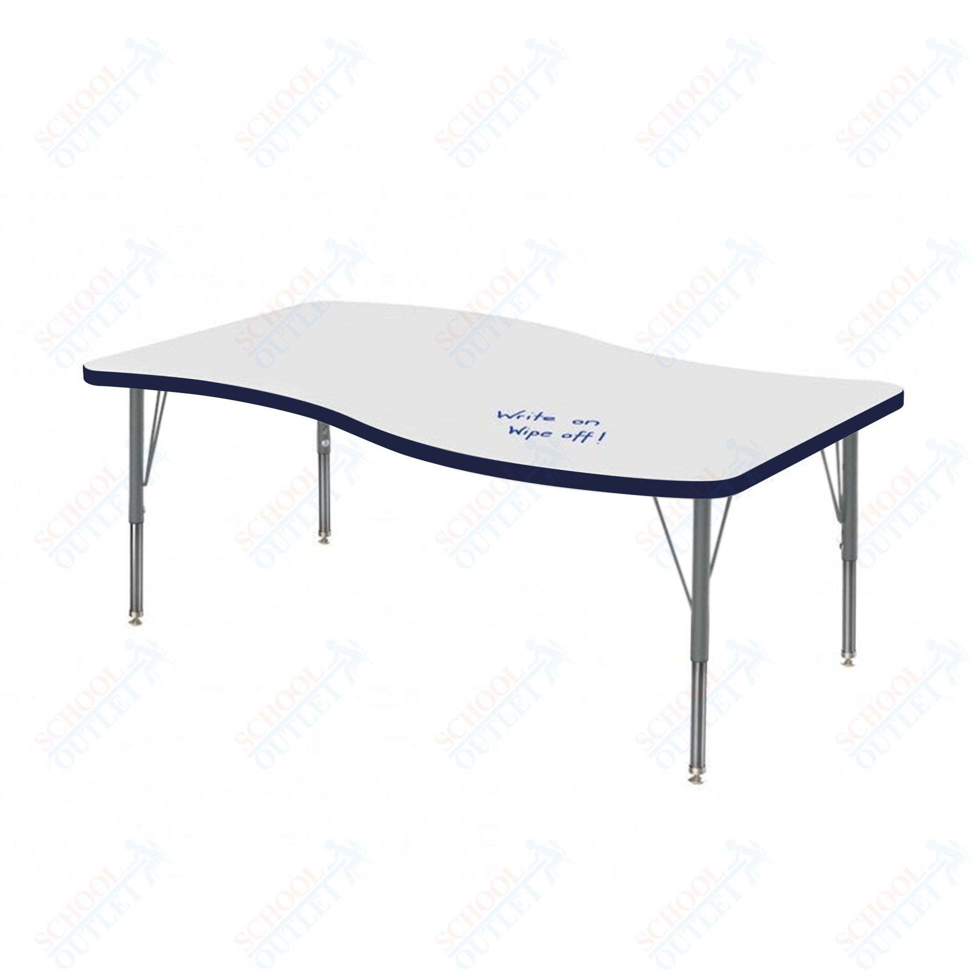 Marco MG2200 Series Wave Activity Table w/ Dry Erase Top 30" x 60" Adj Height 21" - 30" (MG2259 - DB) - SchoolOutlet