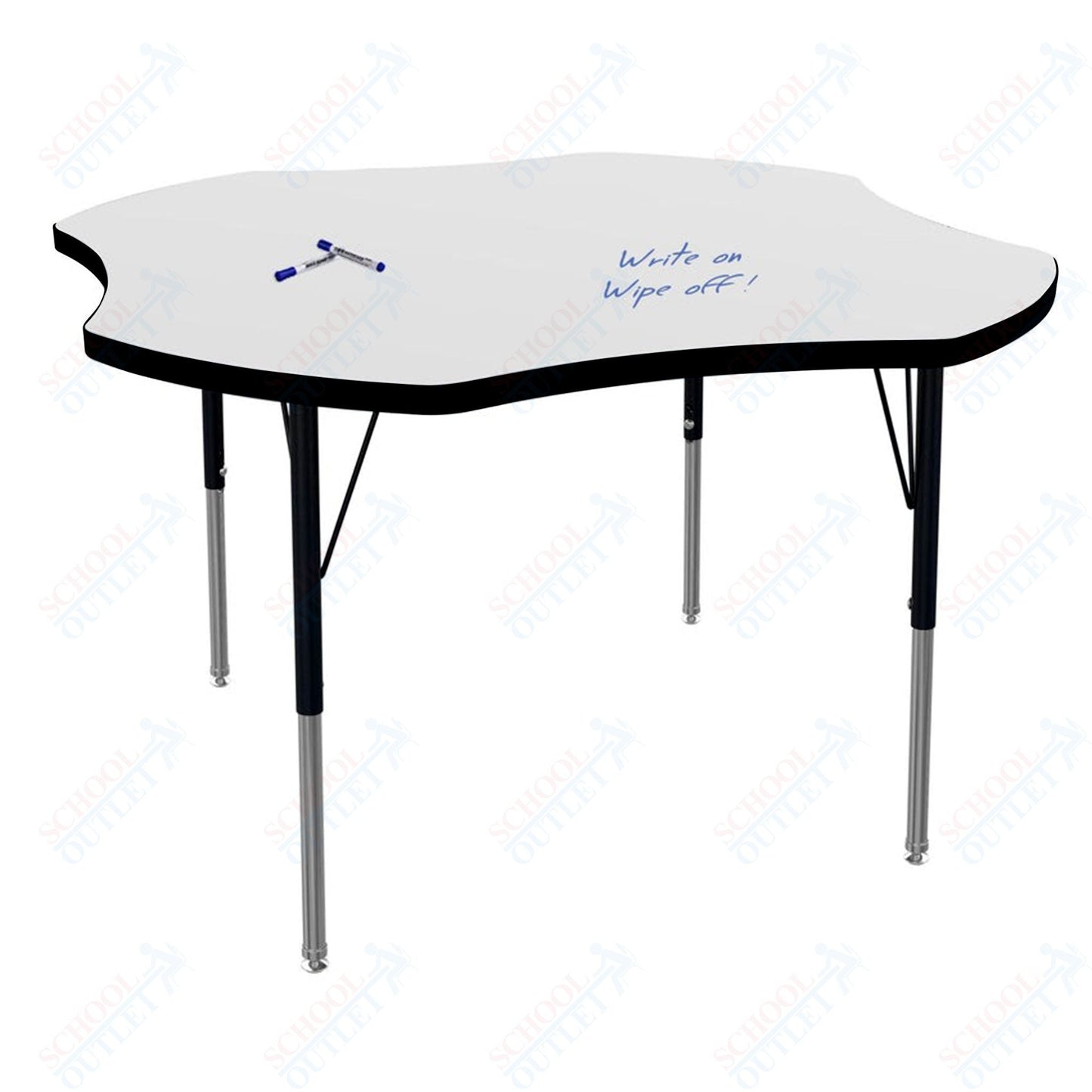 Marco MG2200 Series 48" Clover Preschool Table w/ Dry Erase Top Adj Height 16" - 24" (MG2265 - DA) - SchoolOutlet