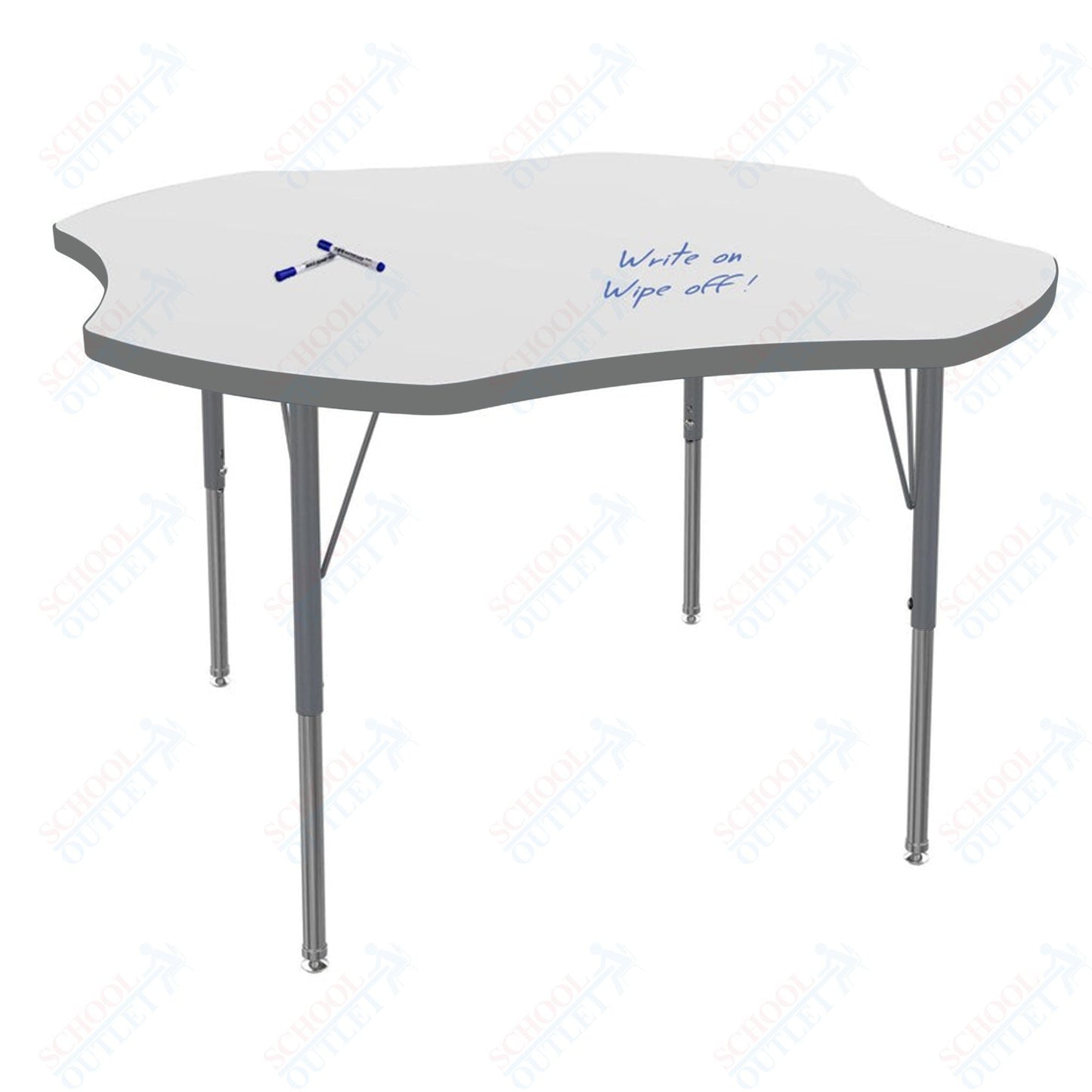 Marco MG2200 Series 48" Clover Preschool Table w/ Dry Erase Top Adj Height 16" - 24" (MG2265 - DA) - SchoolOutlet