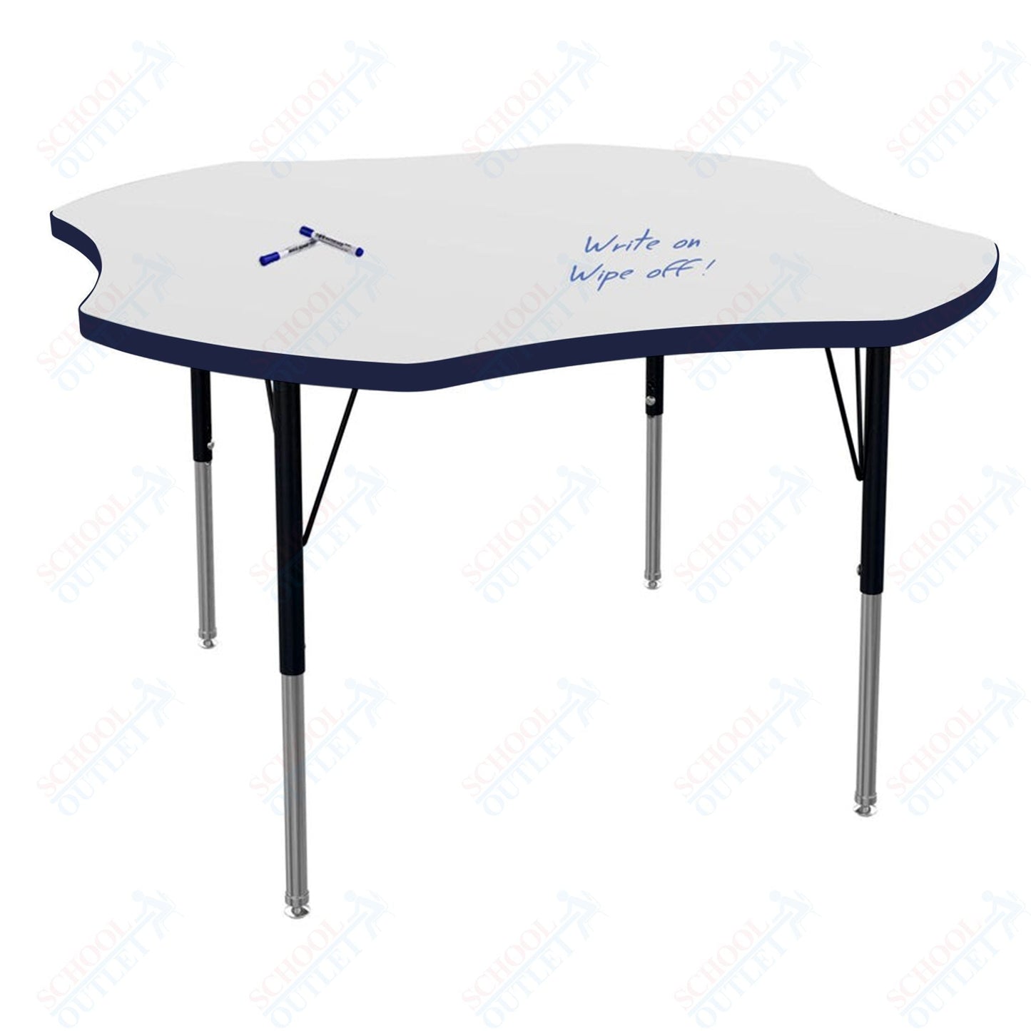 Marco MG2200 Series 48" Clover Preschool Table w/ Dry Erase Top Adj Height 16" - 24" (MG2265 - DA) - SchoolOutlet