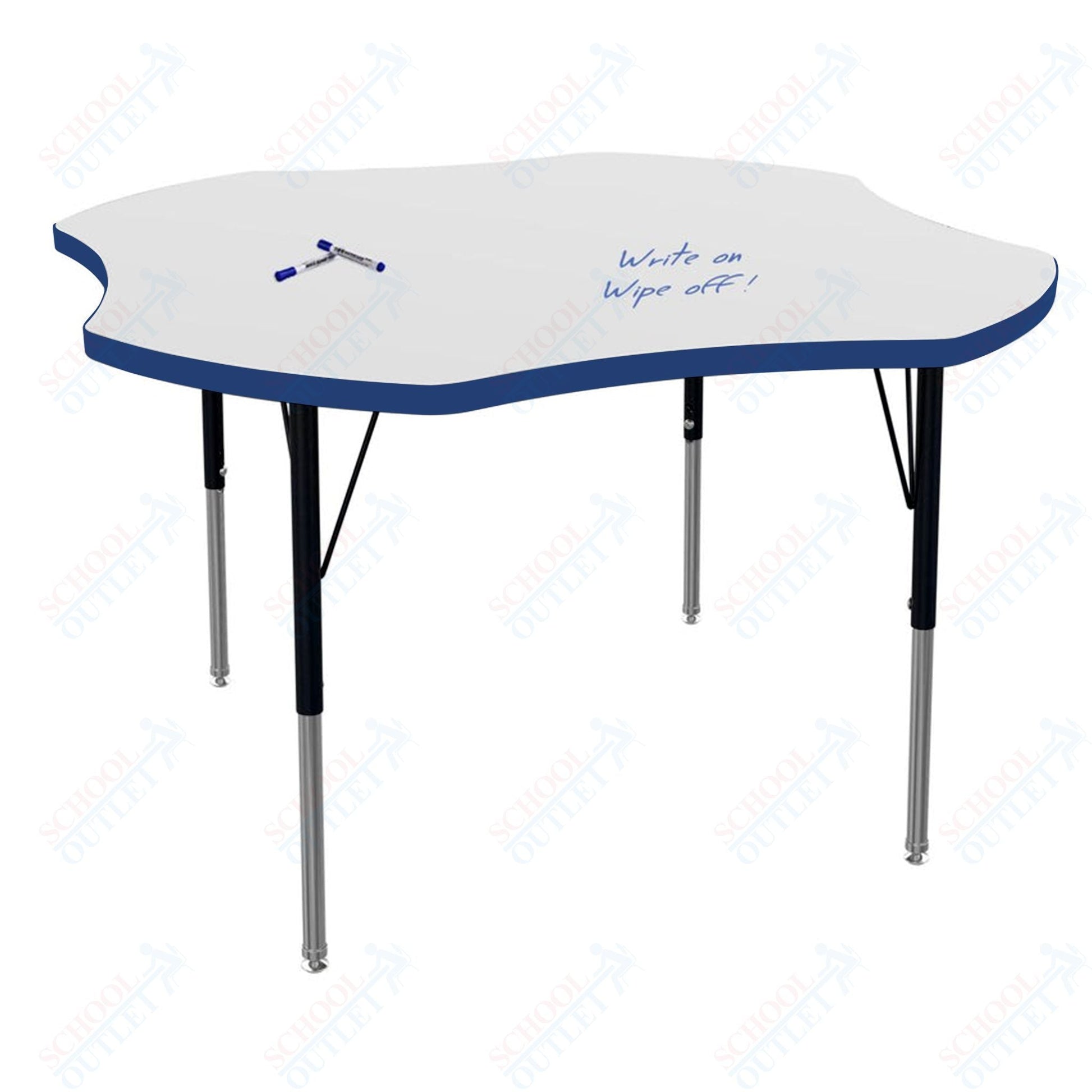 Marco MG2200 Series 48" Clover Preschool Table w/ Dry Erase Top Adj Height 16" - 24" (MG2265 - DA) - SchoolOutlet