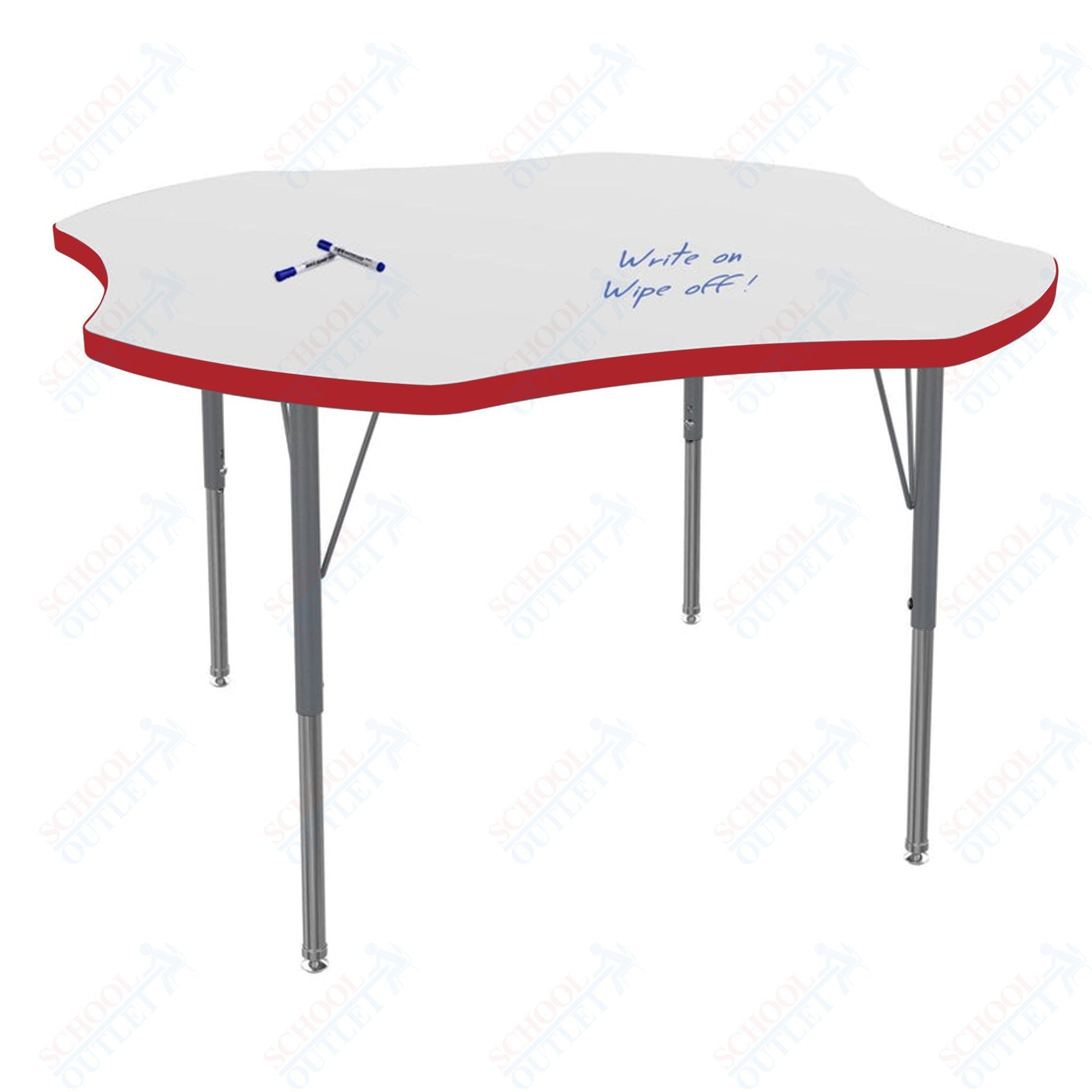 Marco MG2200 Series 48" Clover Preschool Table w/ Dry Erase Top Adj Height 16" - 24" (MG2265 - DA) - SchoolOutlet