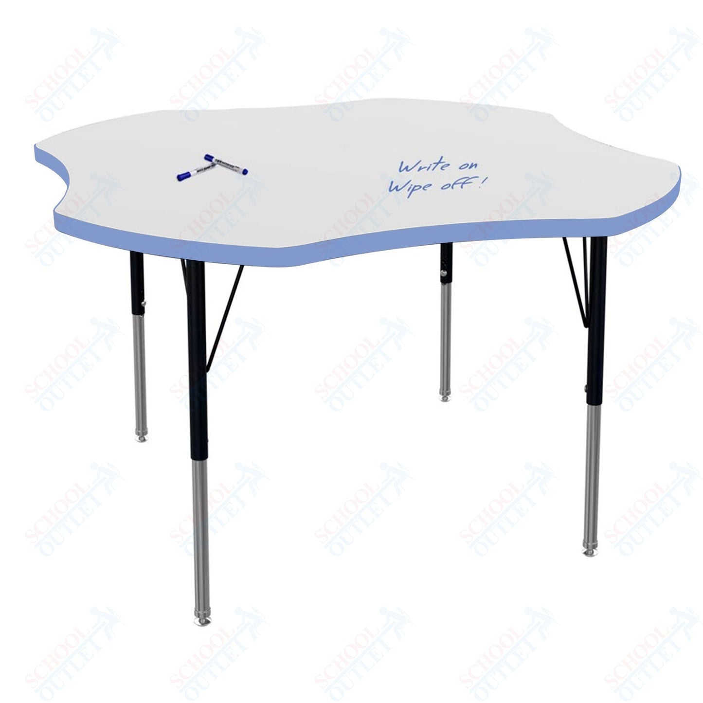 Marco MG2200 Series 48" Clover Preschool Table w/ Dry Erase Top Adj Height 16" - 24" (MG2265 - DA) - SchoolOutlet