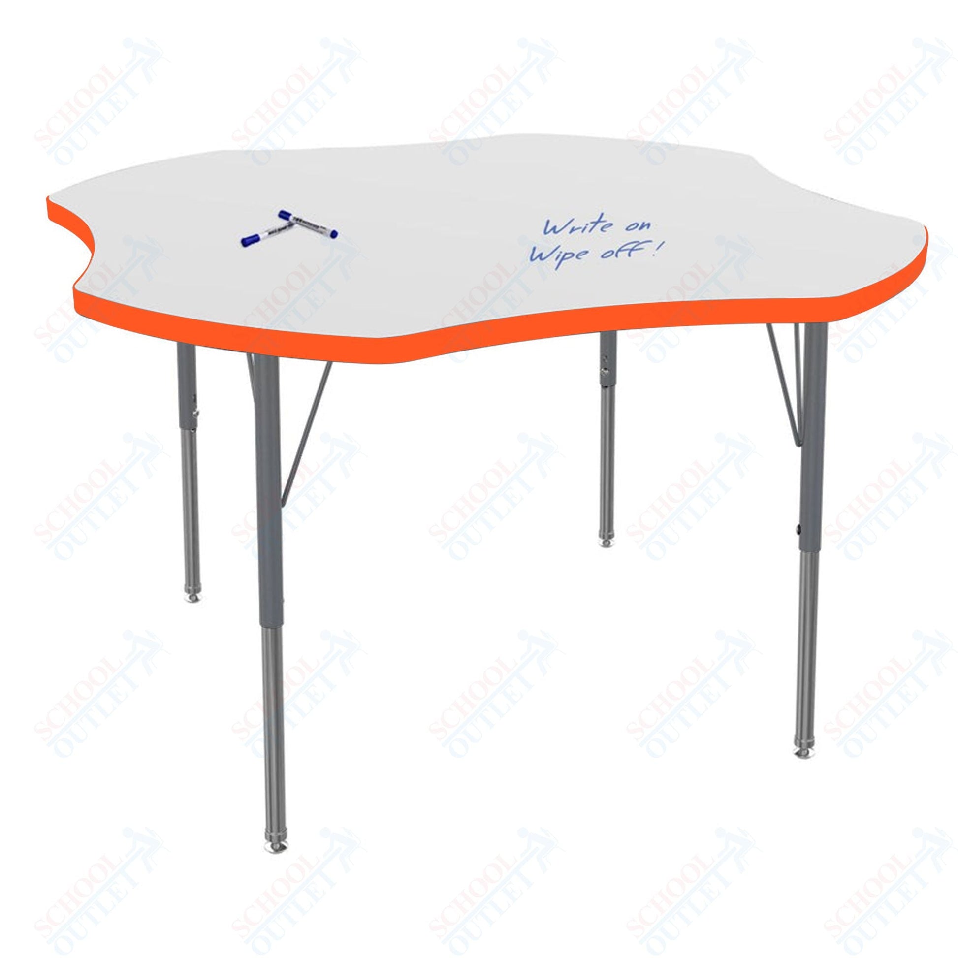 Marco MG2200 Series 48" Clover Preschool Table w/ Dry Erase Top Adj Height 16" - 24" (MG2265 - DA) - SchoolOutlet