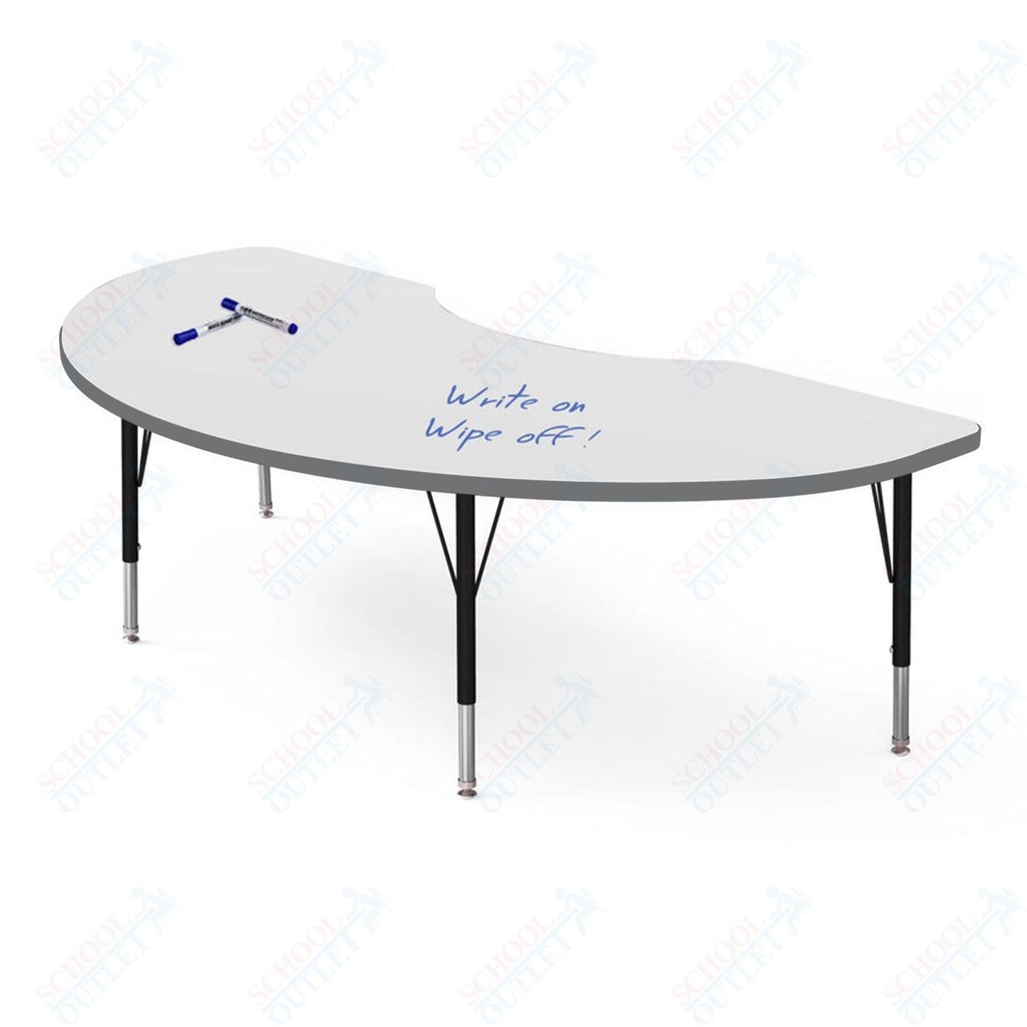 Marco MG2200 Series Kidney Preschool Table w/ Dry Erase Top 36" x 72" Adj Height 16" - 24" (MG2267 - DA) - SchoolOutlet