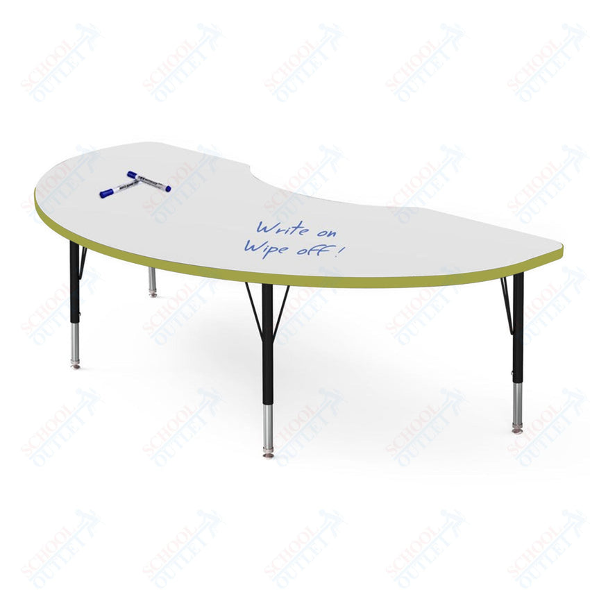 Marco MG2200 Series Kidney Preschool Table w/ Dry Erase Top 36" x 72" Adj Height 16" - 24" (MG2267 - DA) - SchoolOutlet