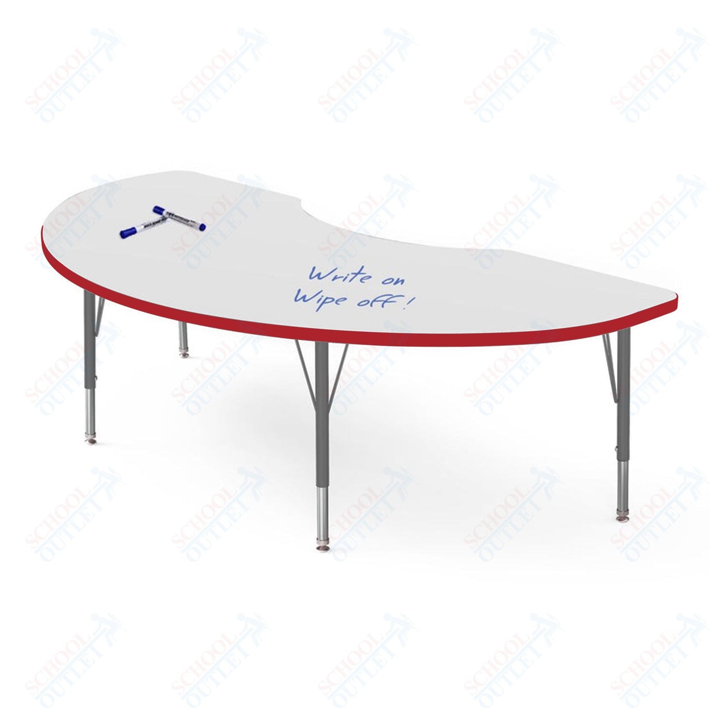 Marco MG2200 Series Kidney Preschool Table w/ Dry Erase Top 36" x 72" Adj Height 16" - 24" (MG2267 - DA) - SchoolOutlet