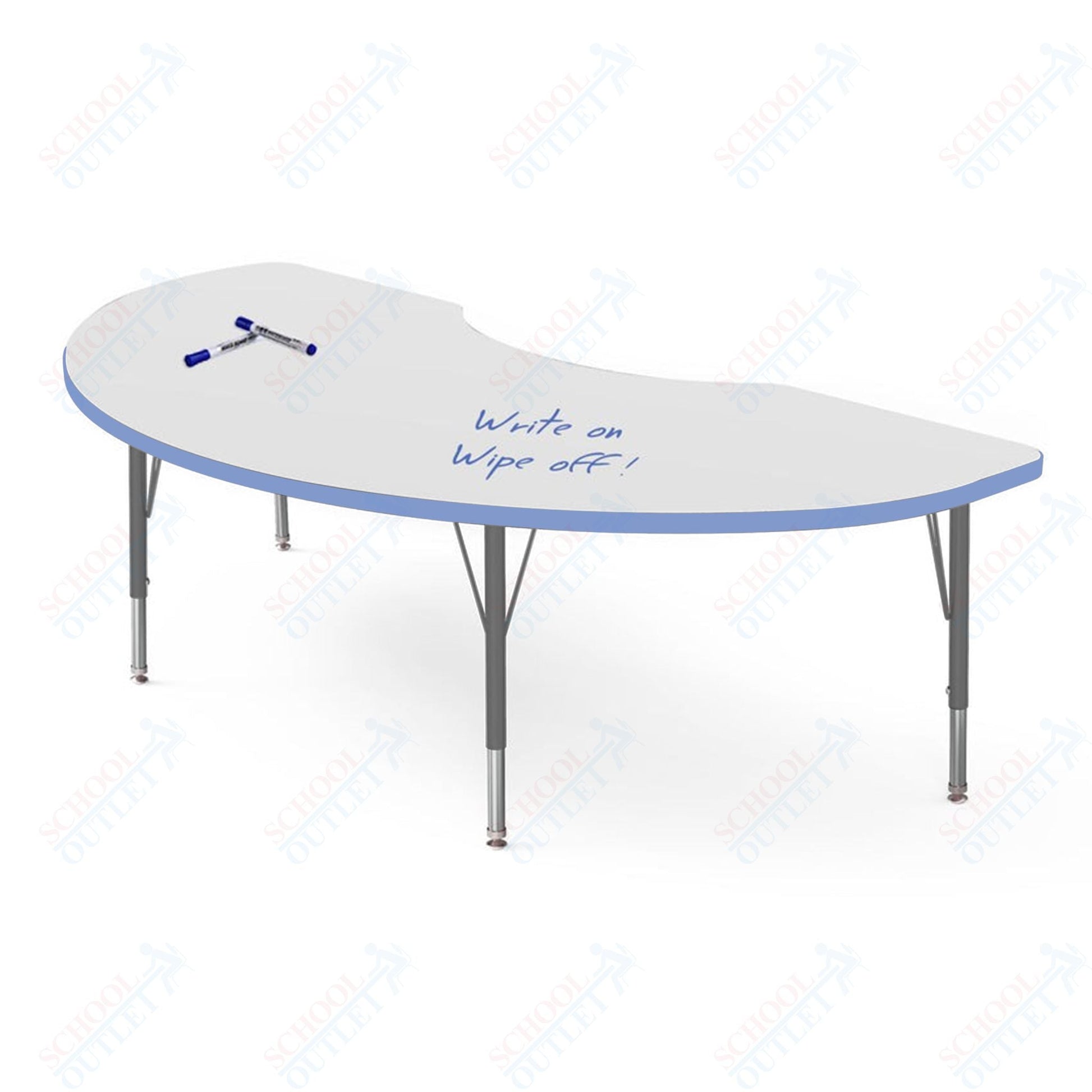 Marco MG2200 Series Kidney Preschool Table w/ Dry Erase Top 36" x 72" Adj Height 16" - 24" (MG2267 - DA) - SchoolOutlet