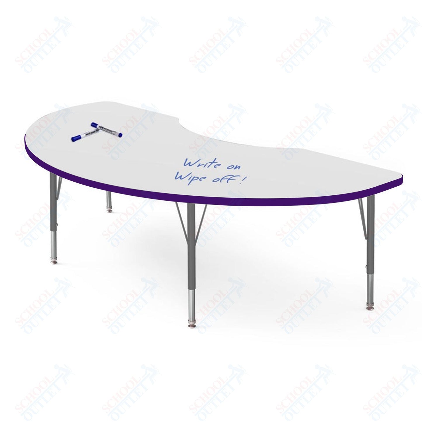 Marco MG2200 Series Kidney Preschool Table w/ Dry Erase Top 36" x 72" Adj Height 16" - 24" (MG2267 - DA) - SchoolOutlet