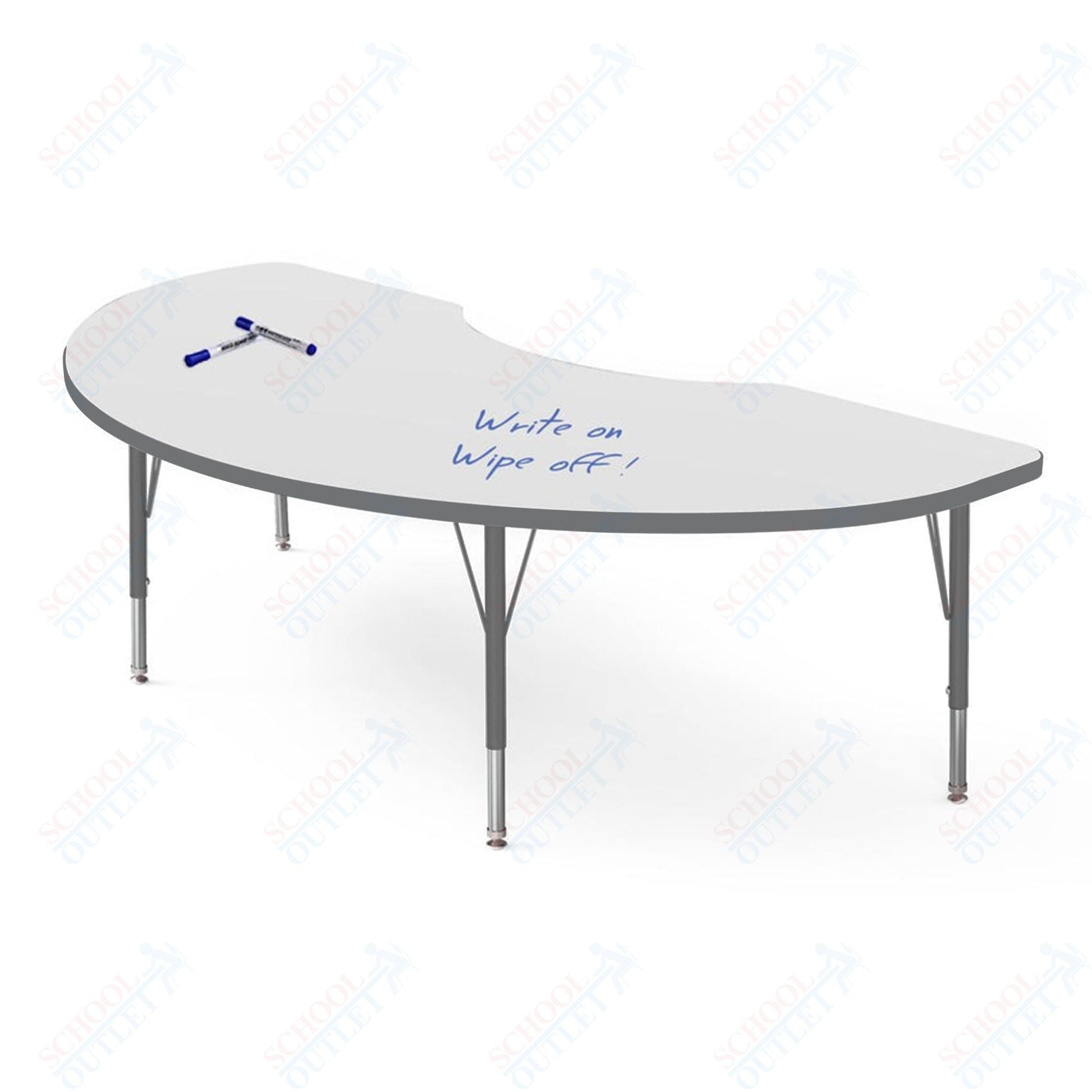 Marco MG2200 Series Kidney Activity Table w/ Dry Erase Top 36" x 72" Adj Height 21" - 30" (MG2267 - DB) - SchoolOutlet