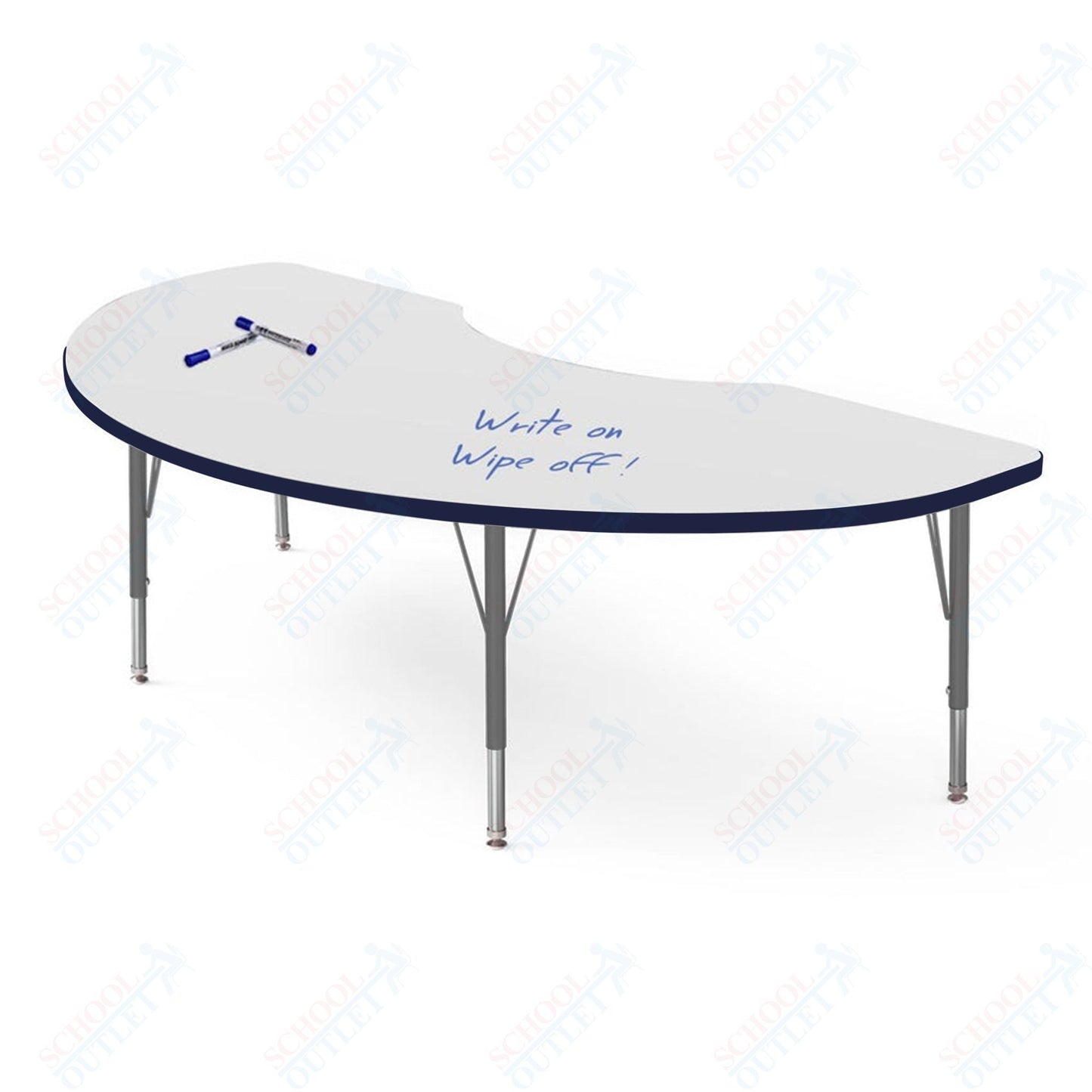 Marco MG2200 Series Kidney Activity Table w/ Dry Erase Top 36" x 72" Adj Height 21" - 30" (MG2267 - DB) - SchoolOutlet