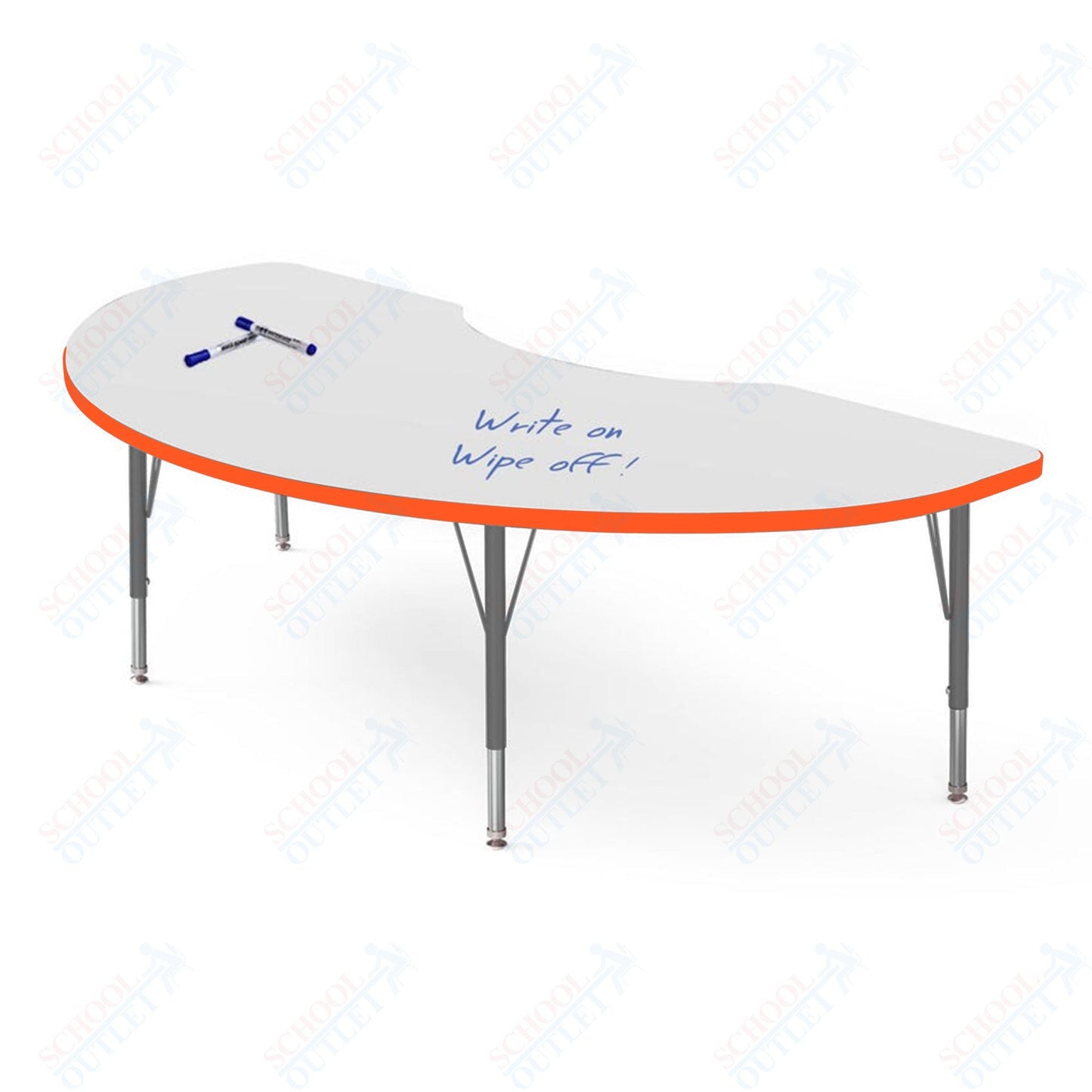 Marco MG2200 Series Kidney Activity Table w/ Dry Erase Top 36" x 72" Adj Height 21" - 30" (MG2267 - DB) - SchoolOutlet