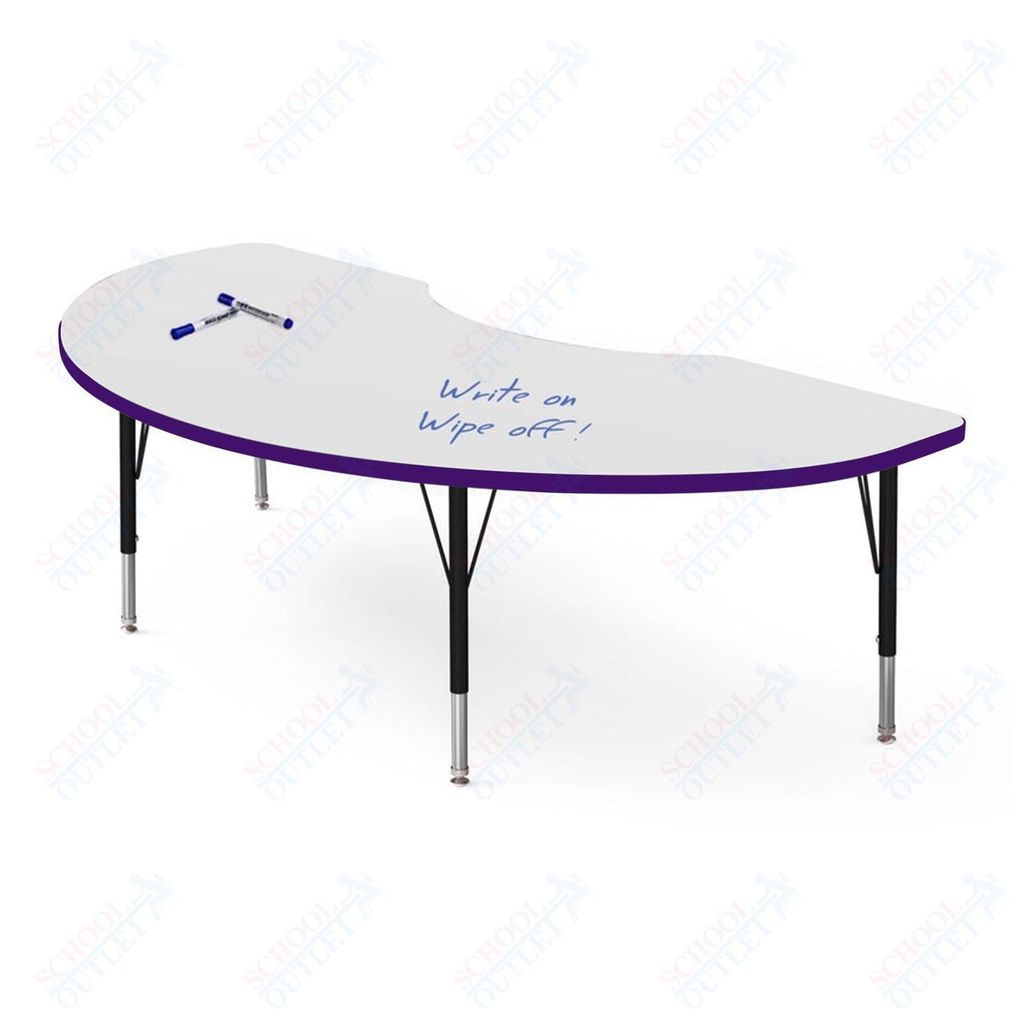 Marco MG2200 Series Kidney Preschool Table w/ Dry Erase Top 48" x 72" Adj Height 16" - 24" (MG2268 - DA) - SchoolOutlet