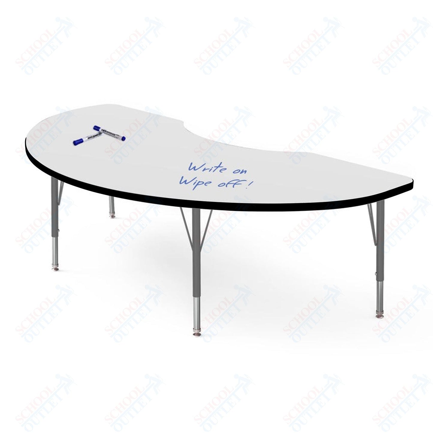 Marco MG2200 Series Kidney Activity Table w/ Dry Erase Top 48" x 72" Adj Height 21" - 30" (MG2268 - DB) - SchoolOutlet