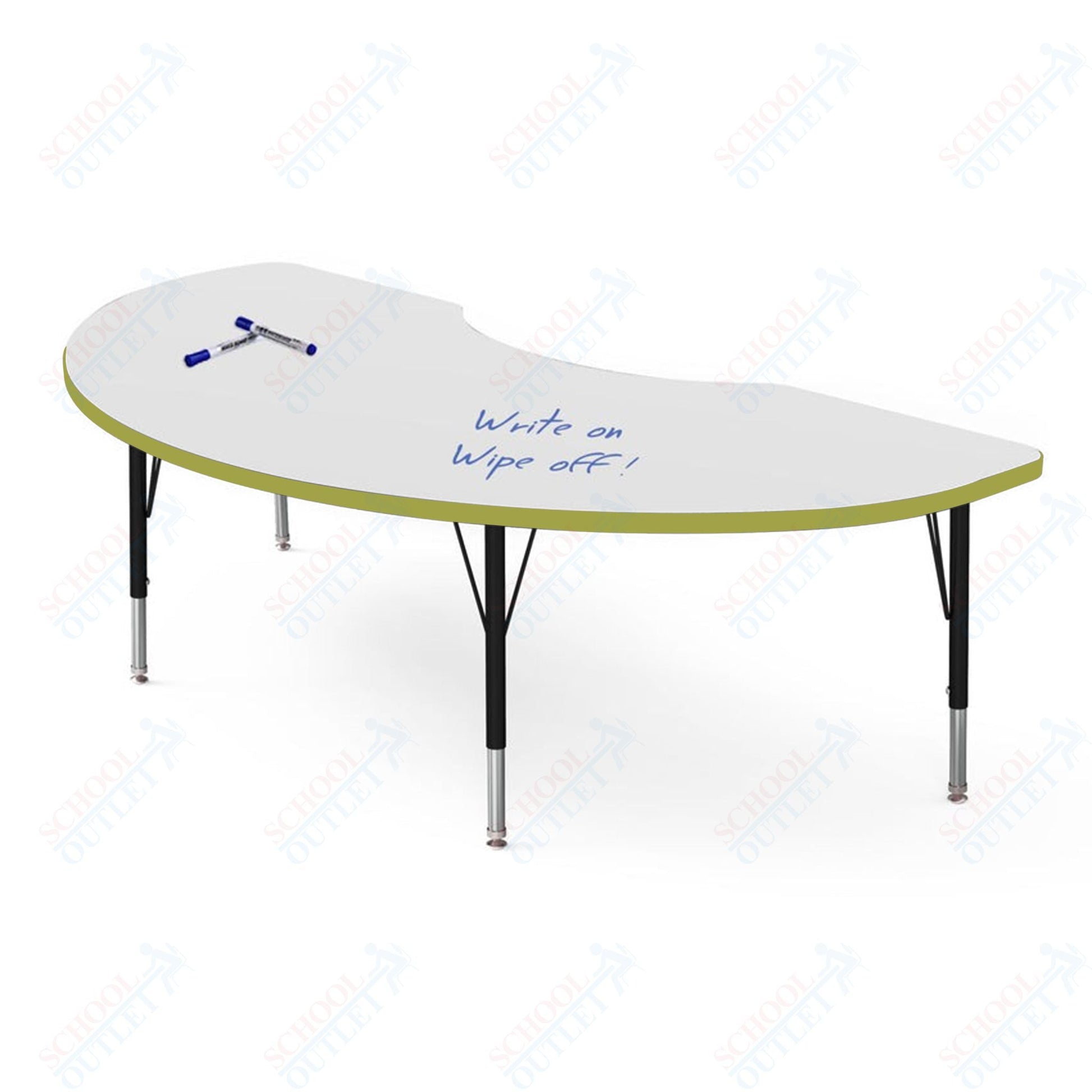 Marco MG2200 Series Kidney Activity Table w/ Dry Erase Top 48" x 72" Adj Height 21" - 30" (MG2268 - DB) - SchoolOutlet